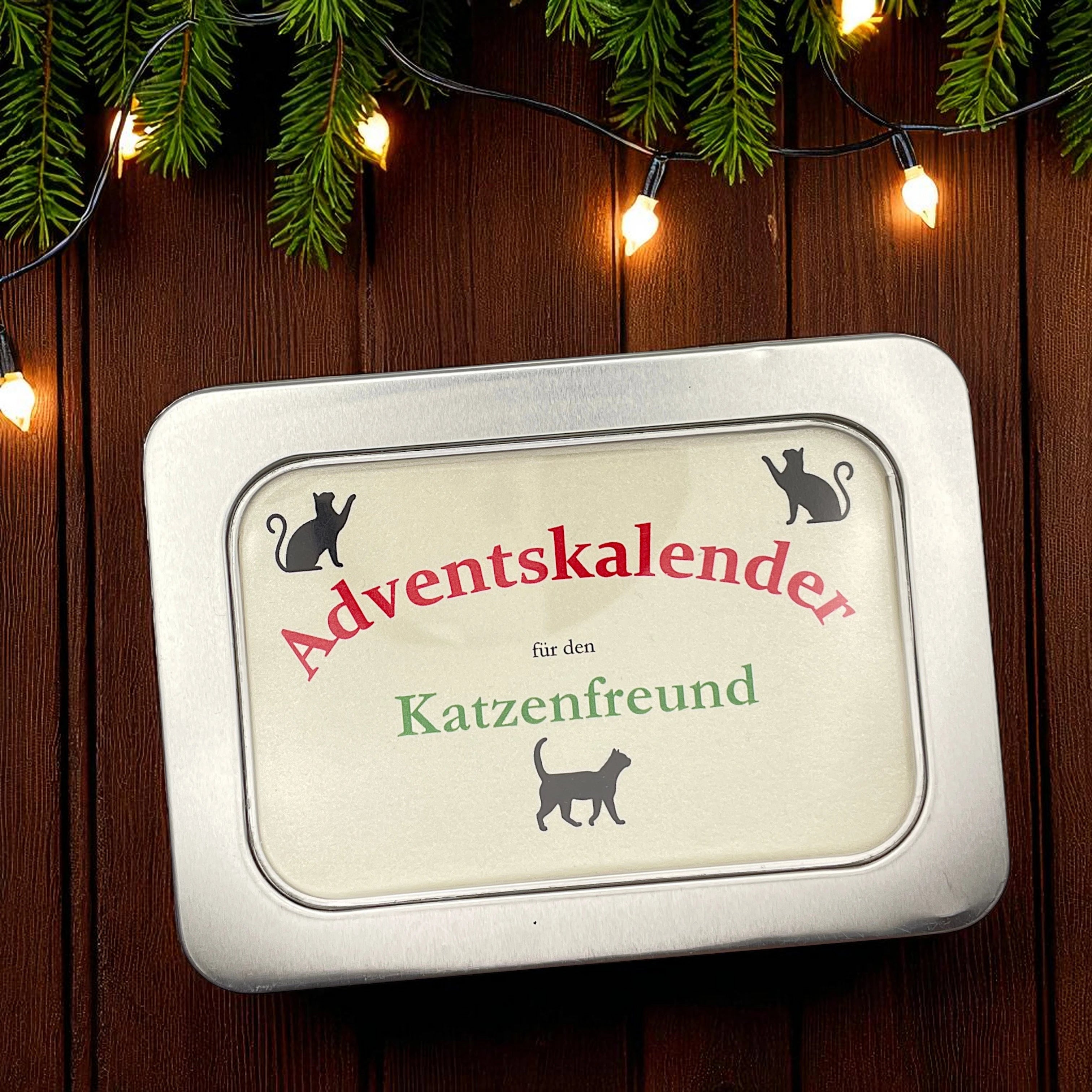 Adventskalender in einer Metalldose für die Katze