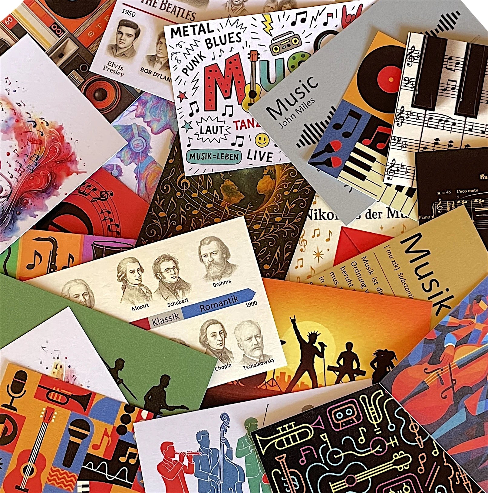 Verschiedene Musik Karten für einen Adventskalender