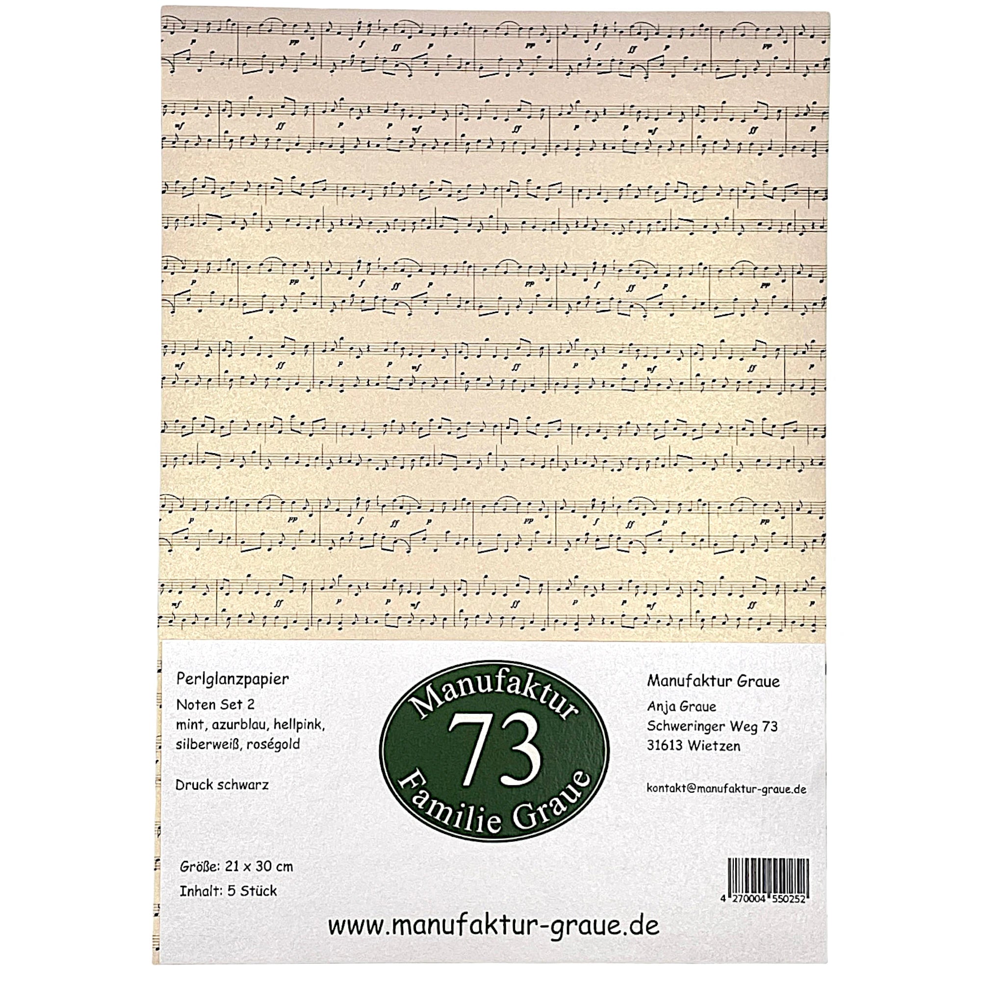 Set aus Farbmischung mit Bastelpapier Noten