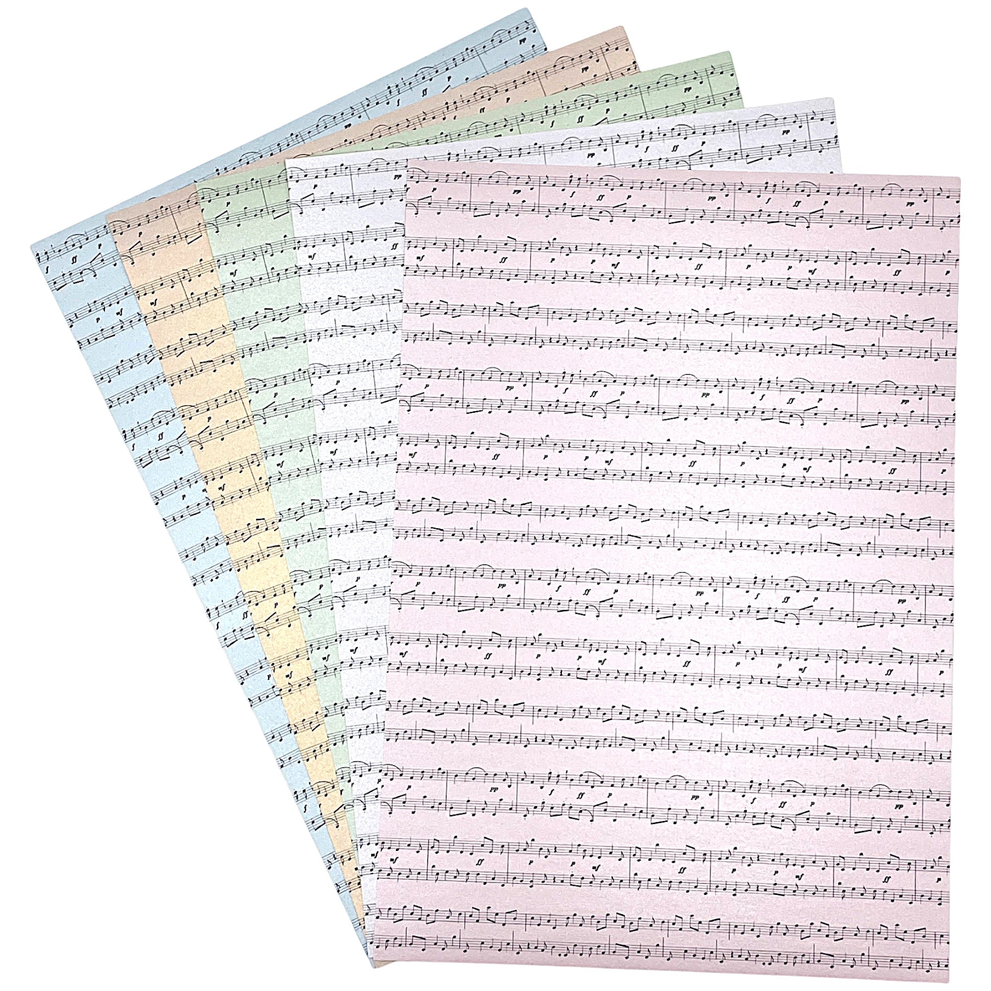 Papier in unterschiedlichen Farben mit Druck Noten für Scrapbooking