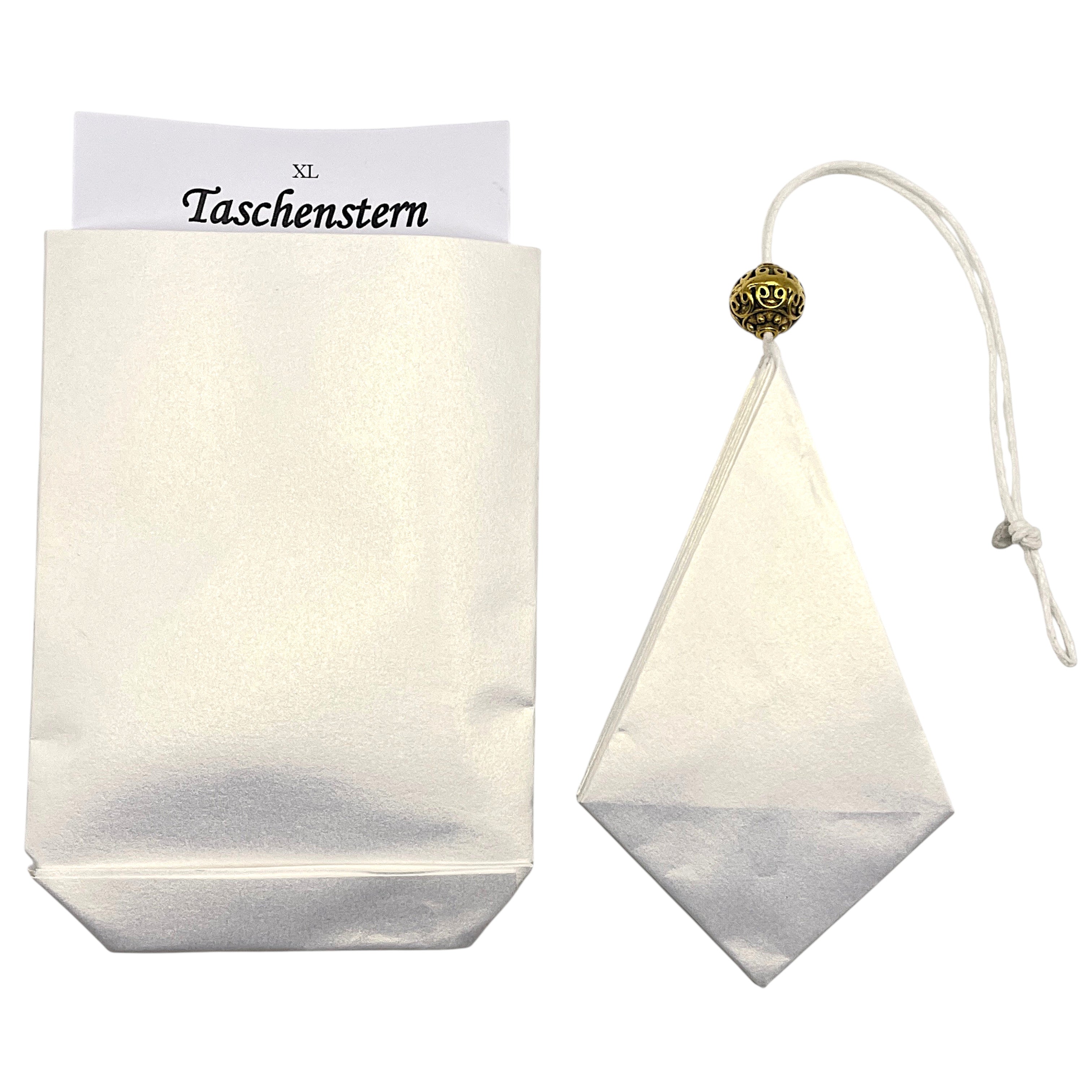Faltstern in gold mit weiß als Stern aus Papier