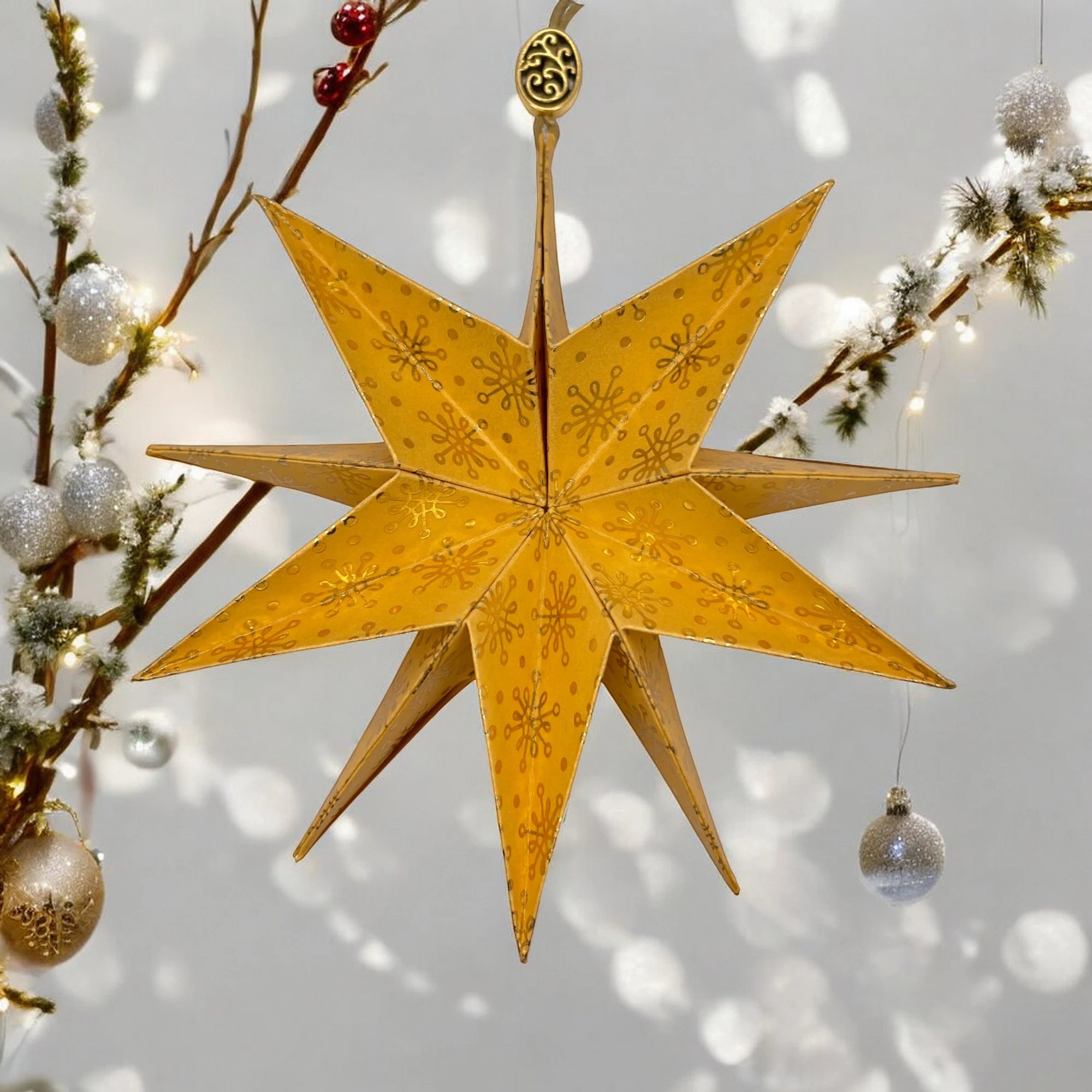 hängender faltstern in gold mikt weihnachtsdeko