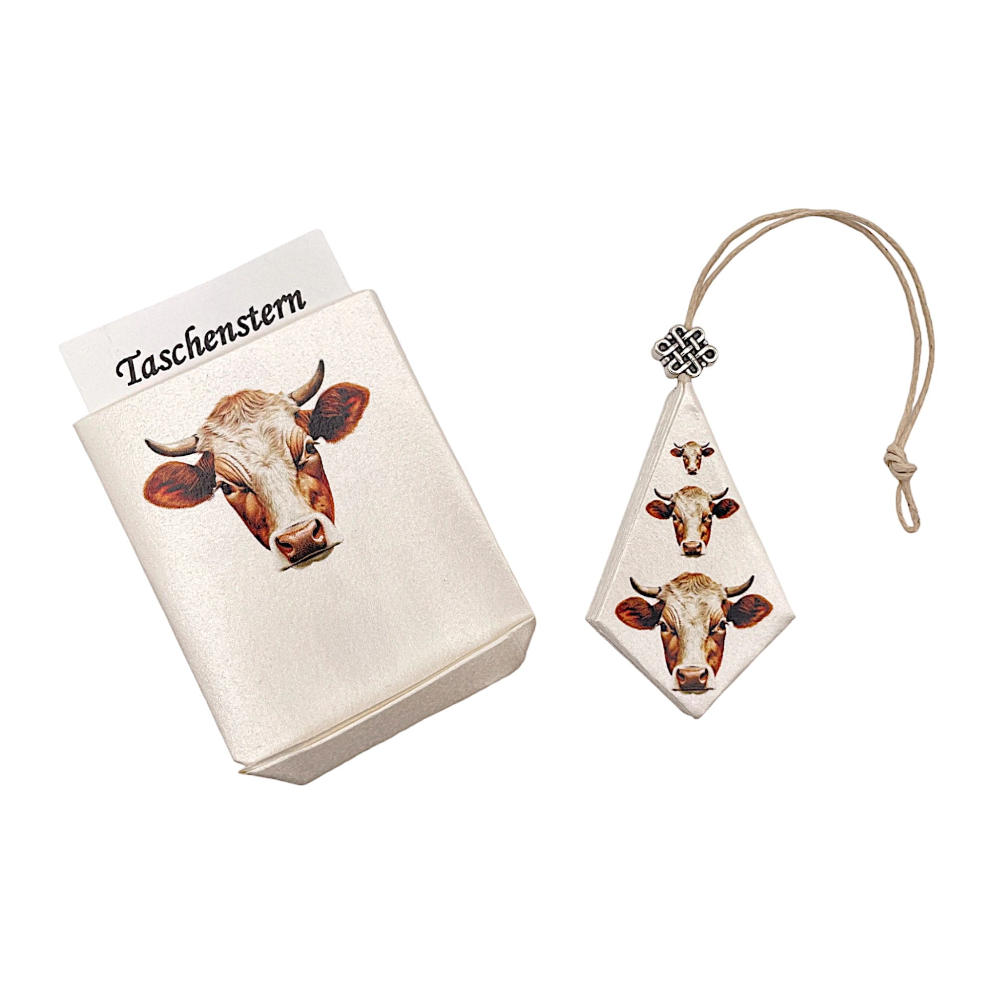 Faltstern-Taschenstern mit Fleckvieh-Kuhmotiv