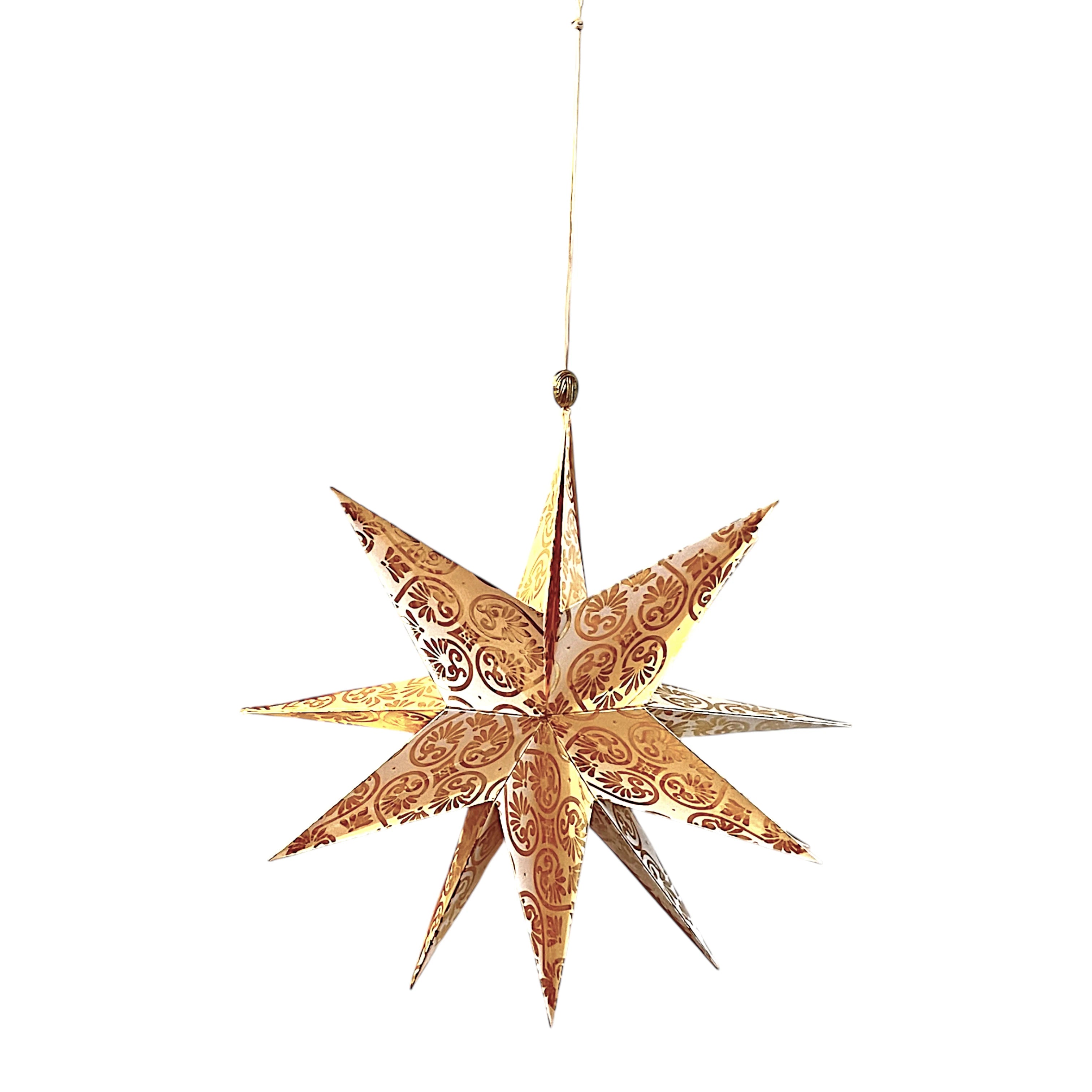 Papierstern groß in gold als Faltstern