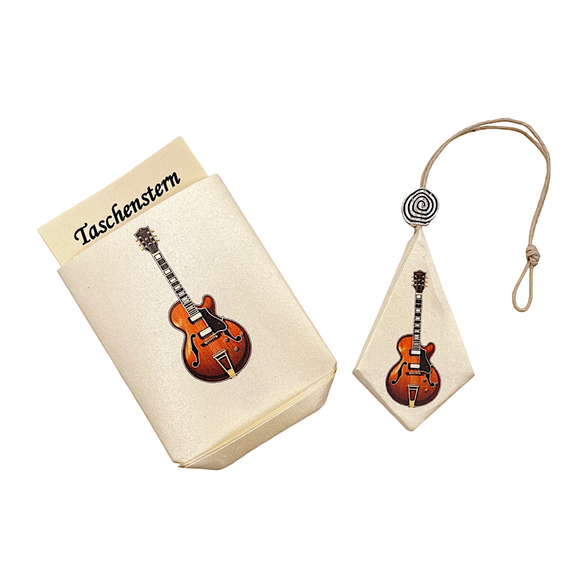 Taschenstern-Papierstern mit einer E-Gitarre in braun