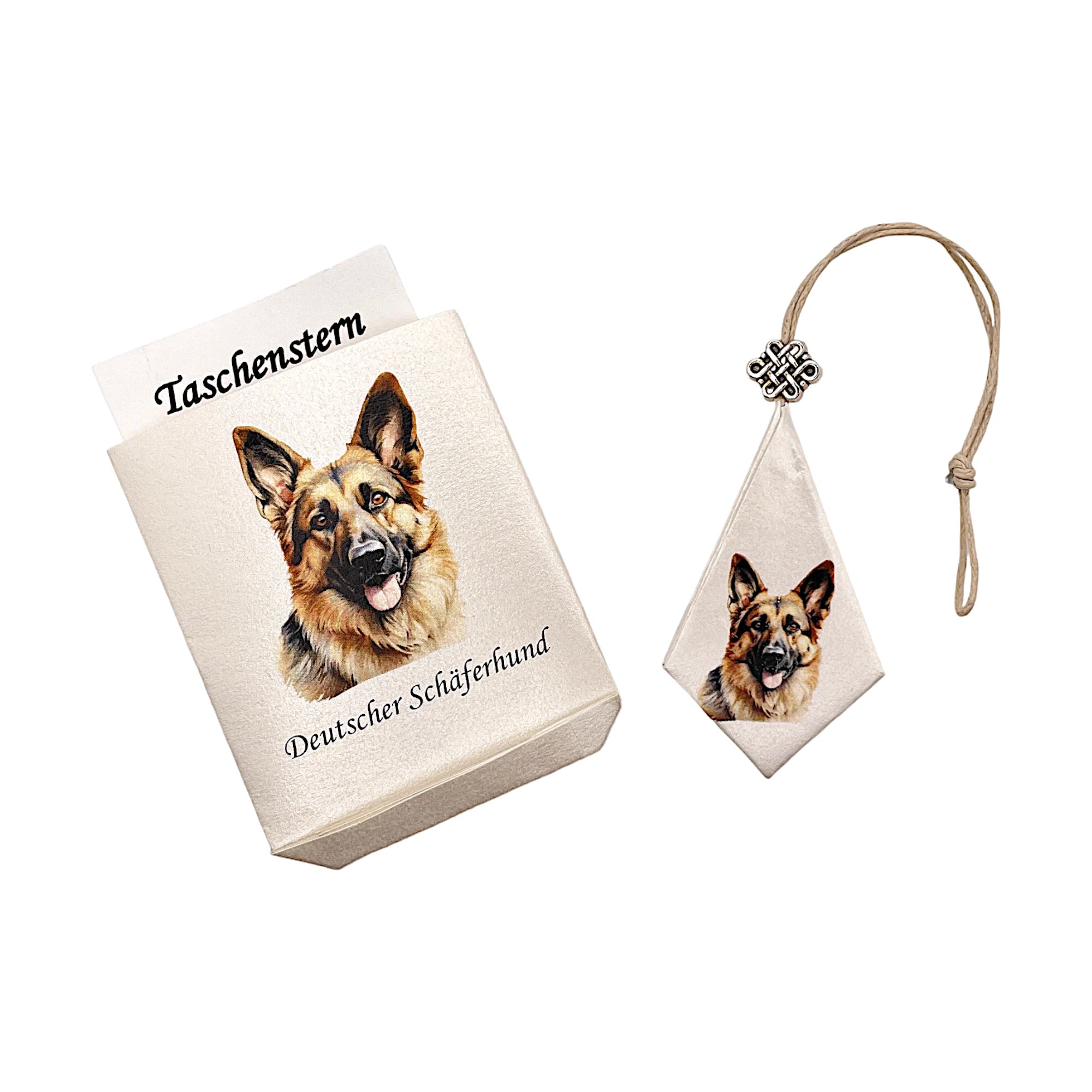 Taschenstern-Papierstern mit Etui und Schäferhund