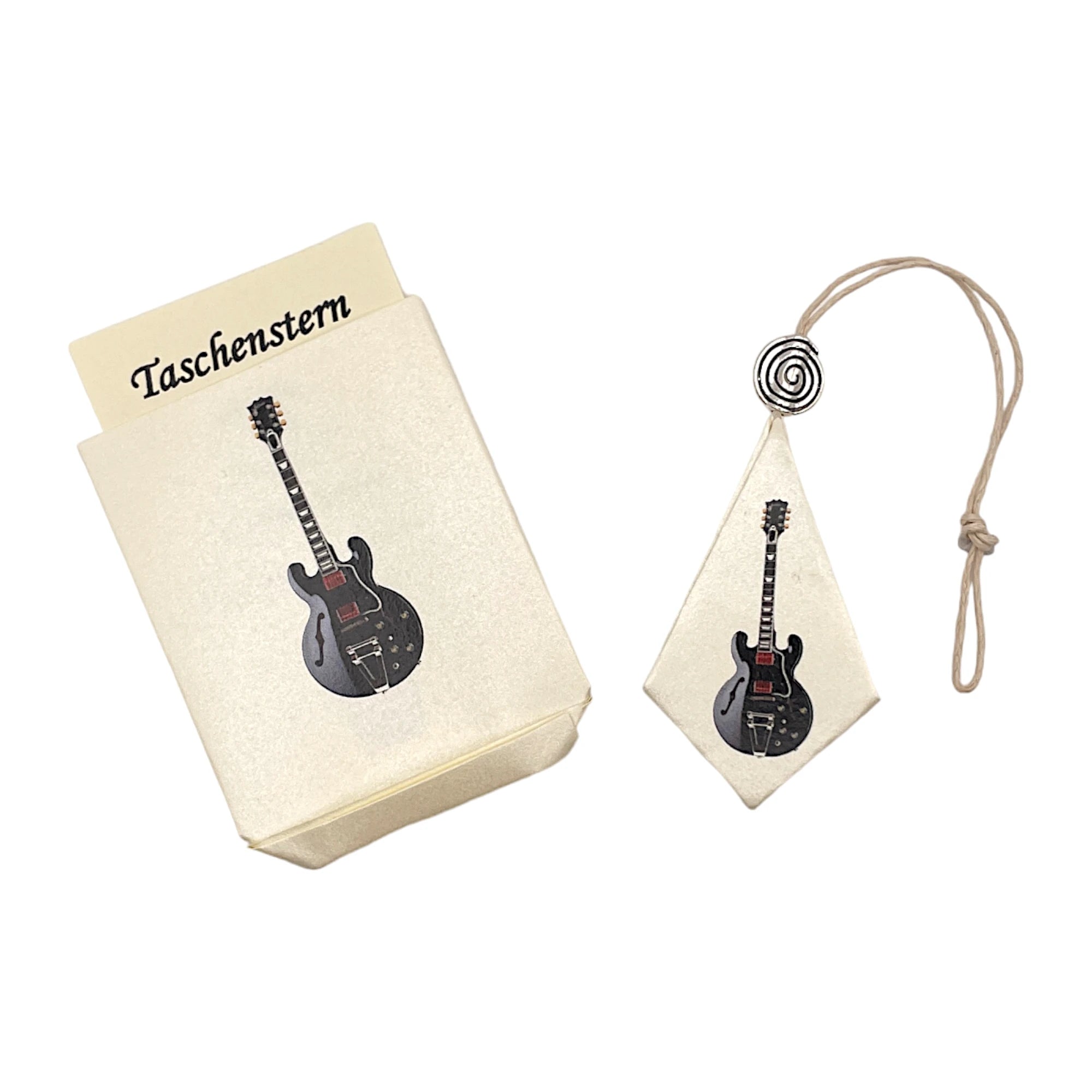 Taschenstern-Papierstern mit Etui, Druck schwarze E-Gitarre