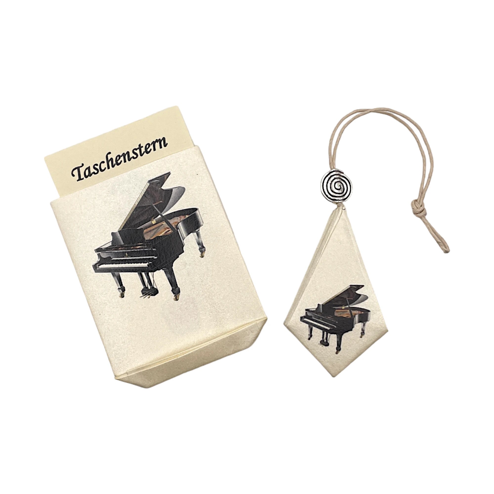 Taschenstern-Papierstern mit Etui und Klavier bedruckt