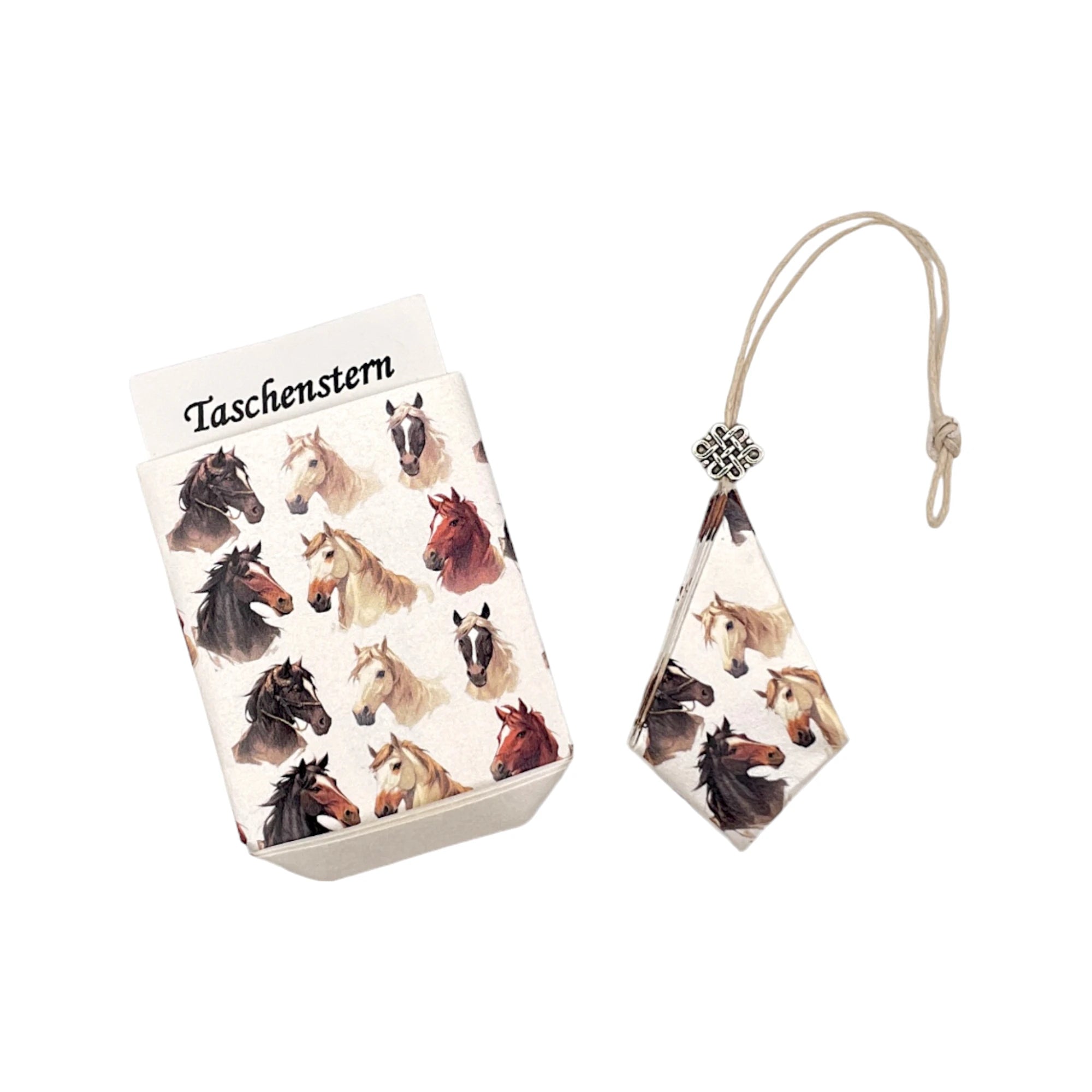 Taschenstern-Papierstern mit PFerdeköpfe verschiedene Rassen