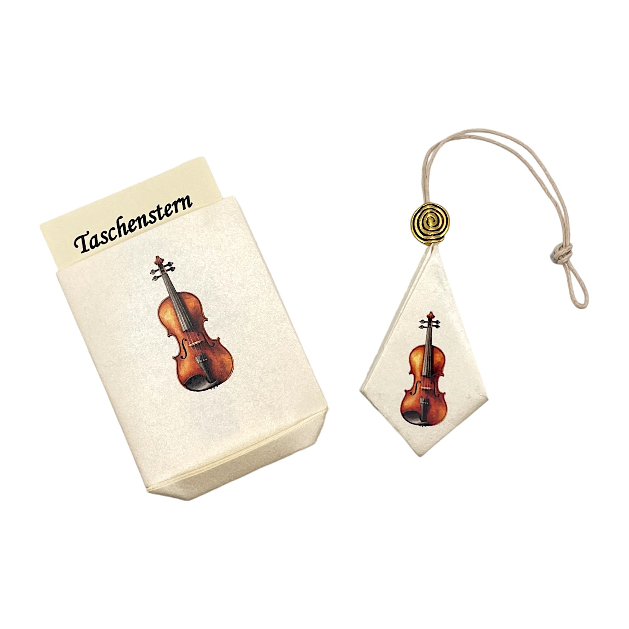 Taschenstern-Papierstern als Etui mit Violinendruck