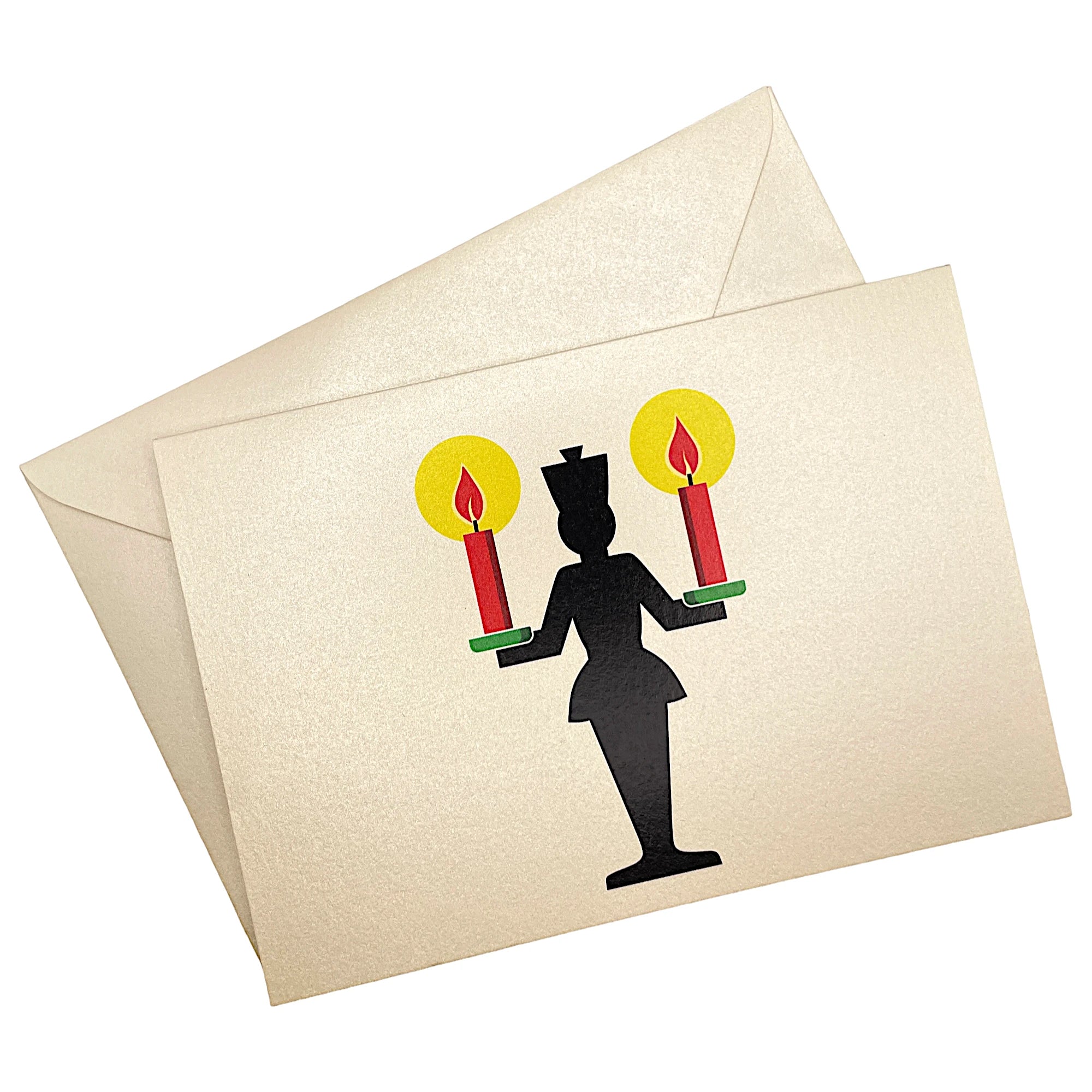 Klappkarte mit Bergmann aus dem Erzgebirge auf passendem Umschlag aus Perlglanzpapier