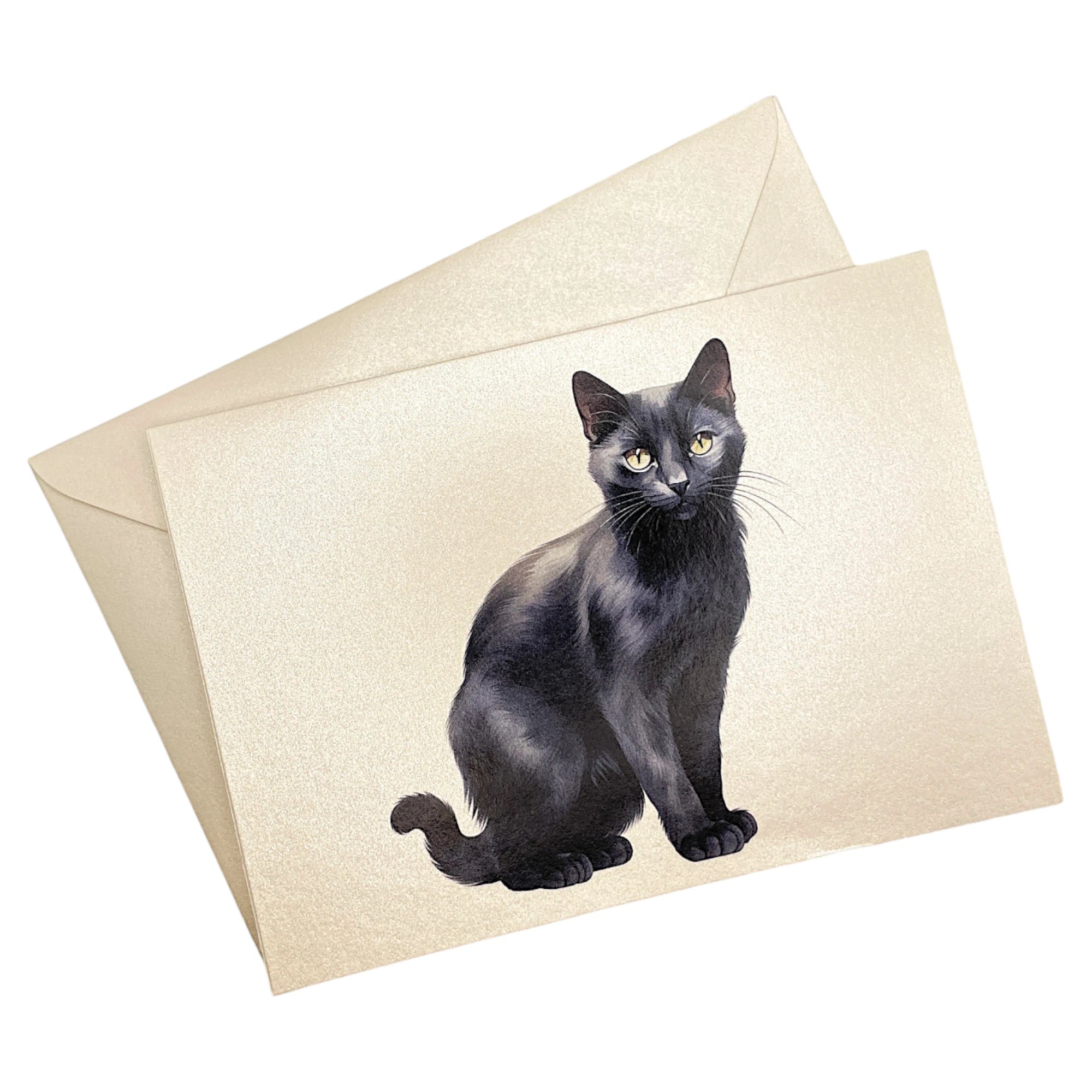 Klappkarte mit Bombay-Katze auf passendem Umschlag aus Perlglanzpapier