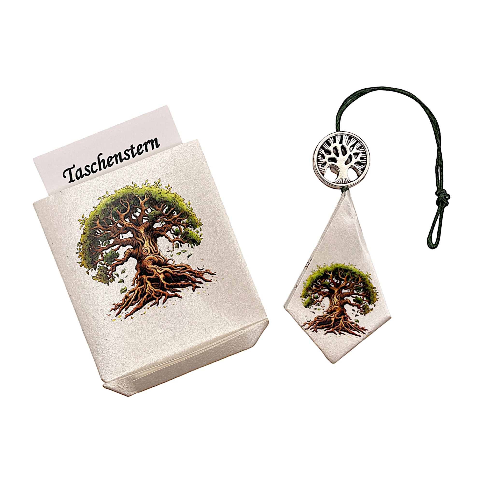 Zusammengelegter Papierstern mit spirituellem Design, sorgfältig im Etui verpackt