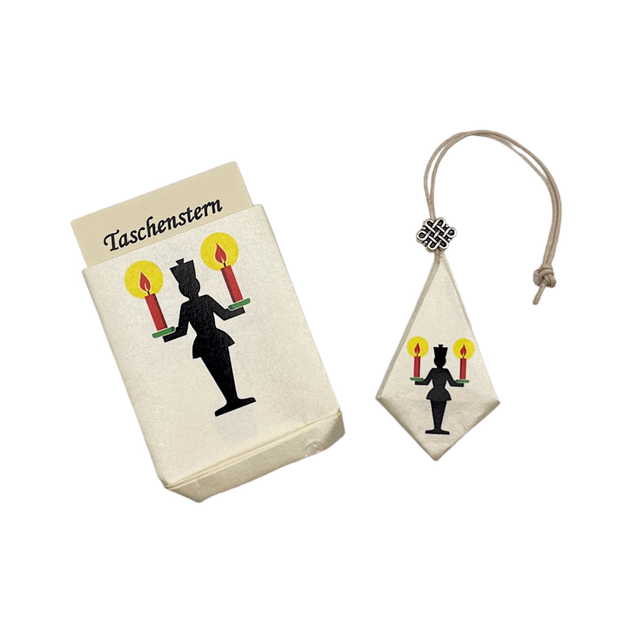 Zusammengelegter Papierstern mit traditionellem Bergmann-Motiv, sicher im Etui verstaut