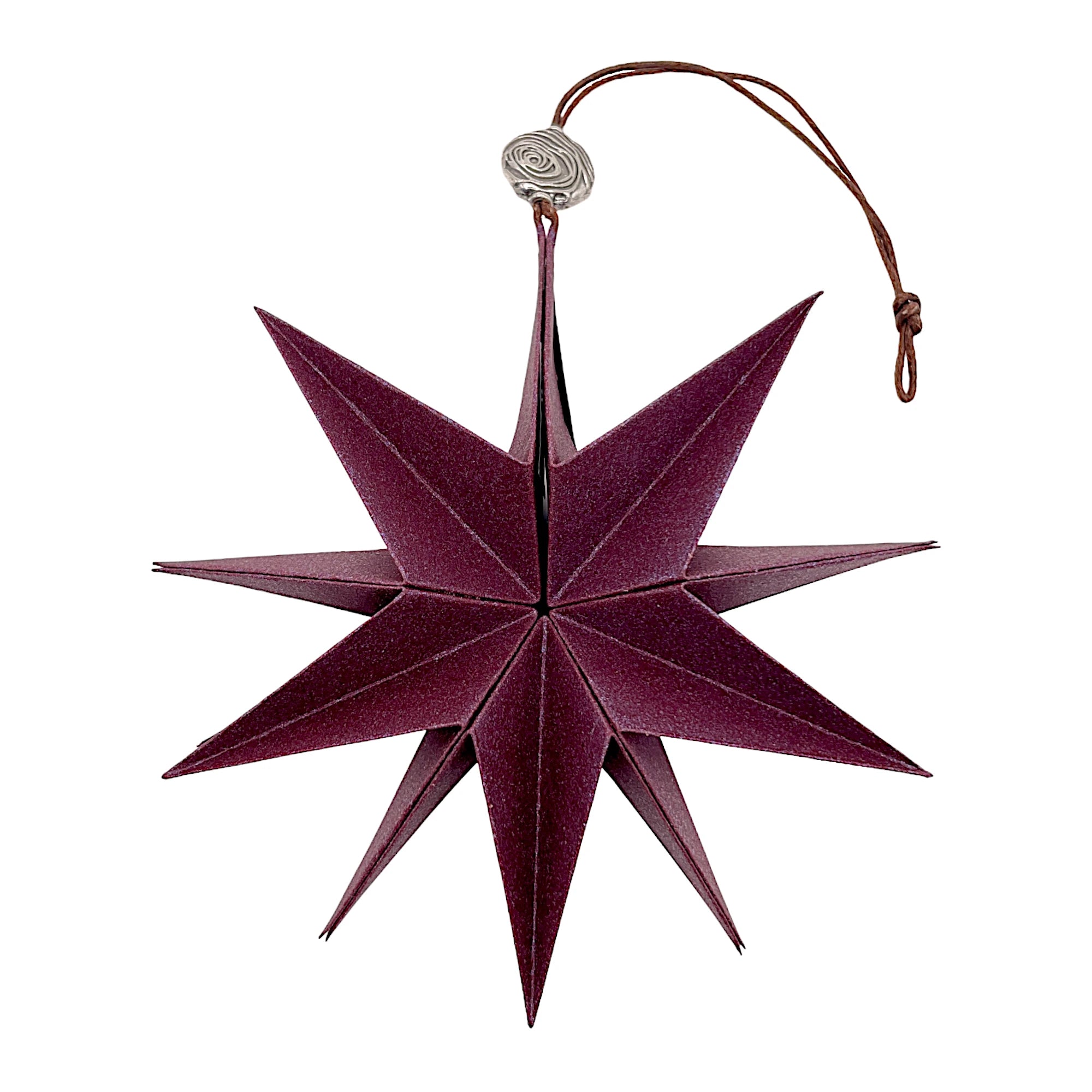 Papierstern in Bordeaux, kunstvoll gefaltet – edel schimmernd und festlich inszeniert