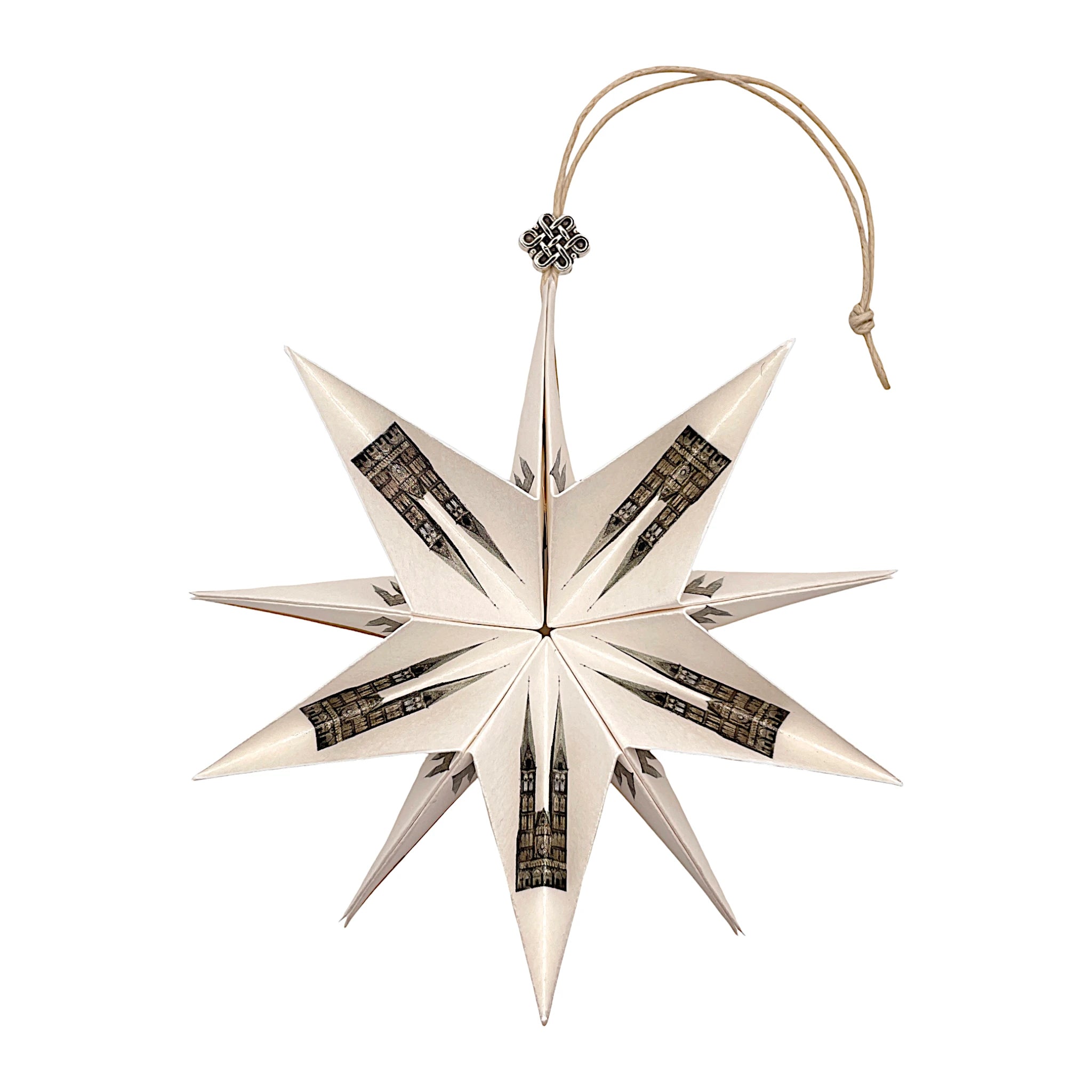 Handgefertigter Papierstern Bremen Dom – aufgeklappt in voller Pracht