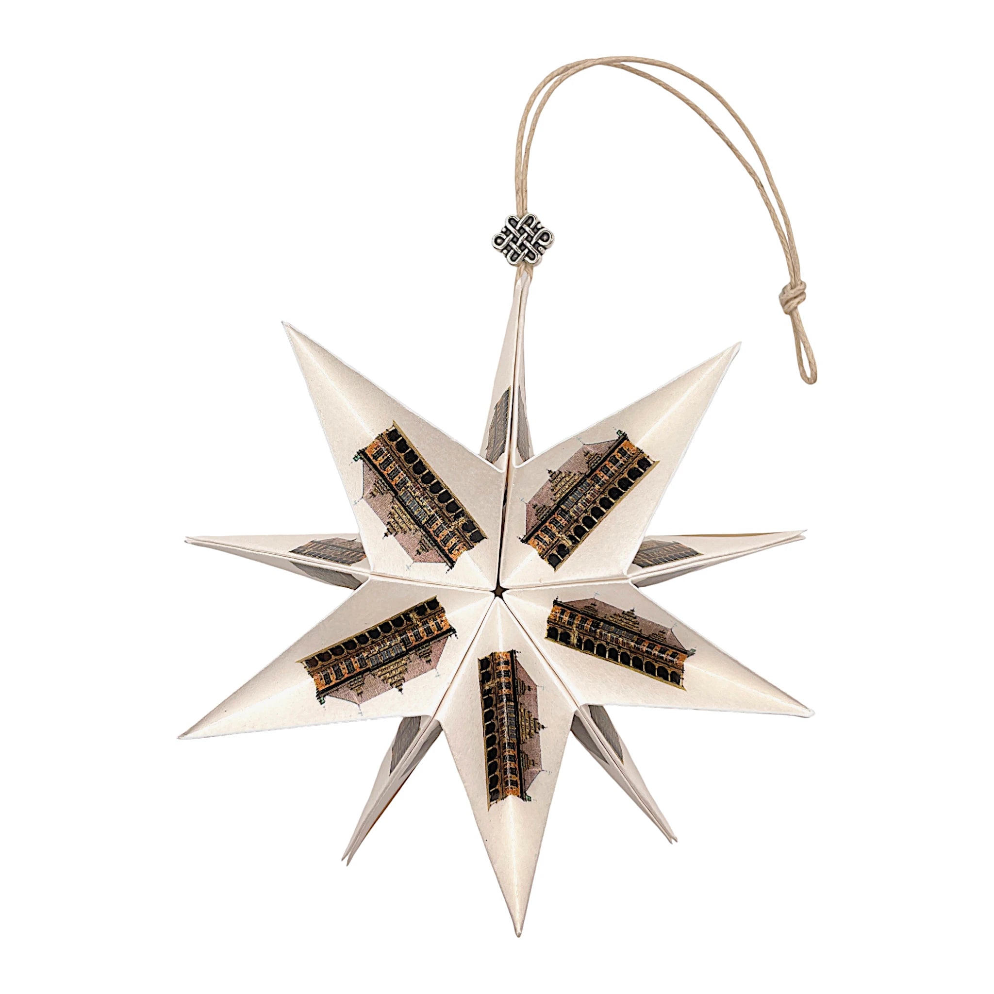 Handgefertigter Papierstern Bremen Rathaus – aufgeklappt in voller Pracht