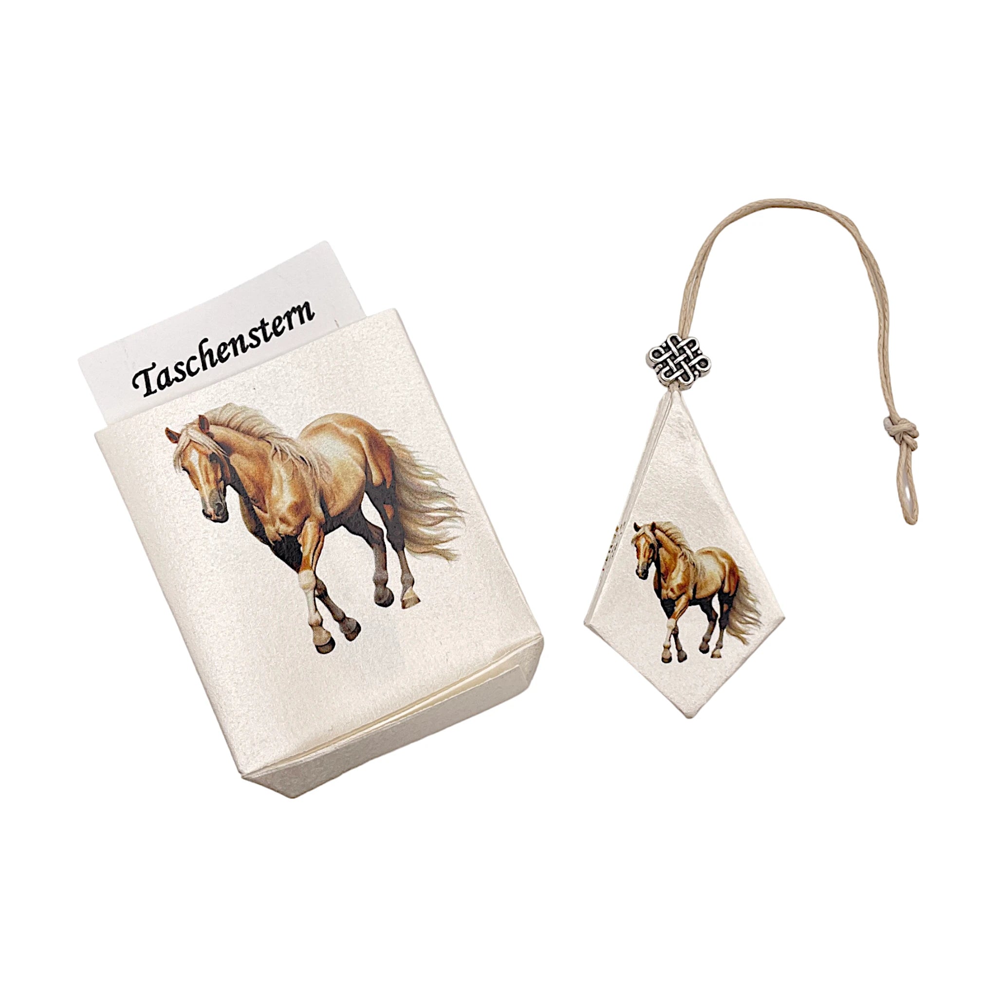 Faltstern-Taschenstern mit Fleckvieh-Kuhmotiv, zusammengelegt im passenden Etui