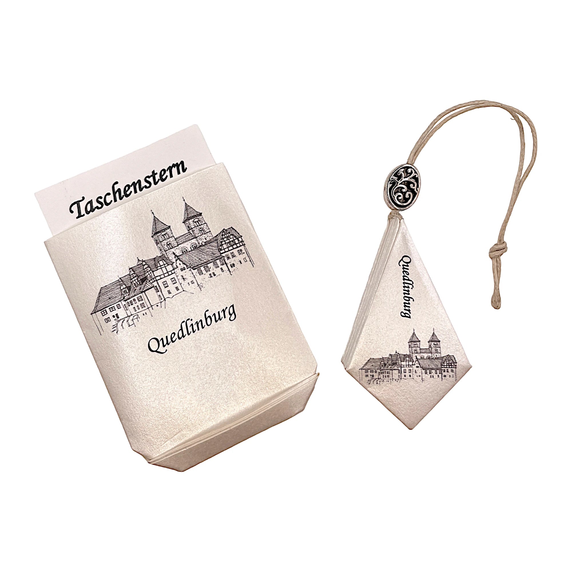 Papierstern Quedlinburg – kompakt zusammengefaltet mit passendem Etui