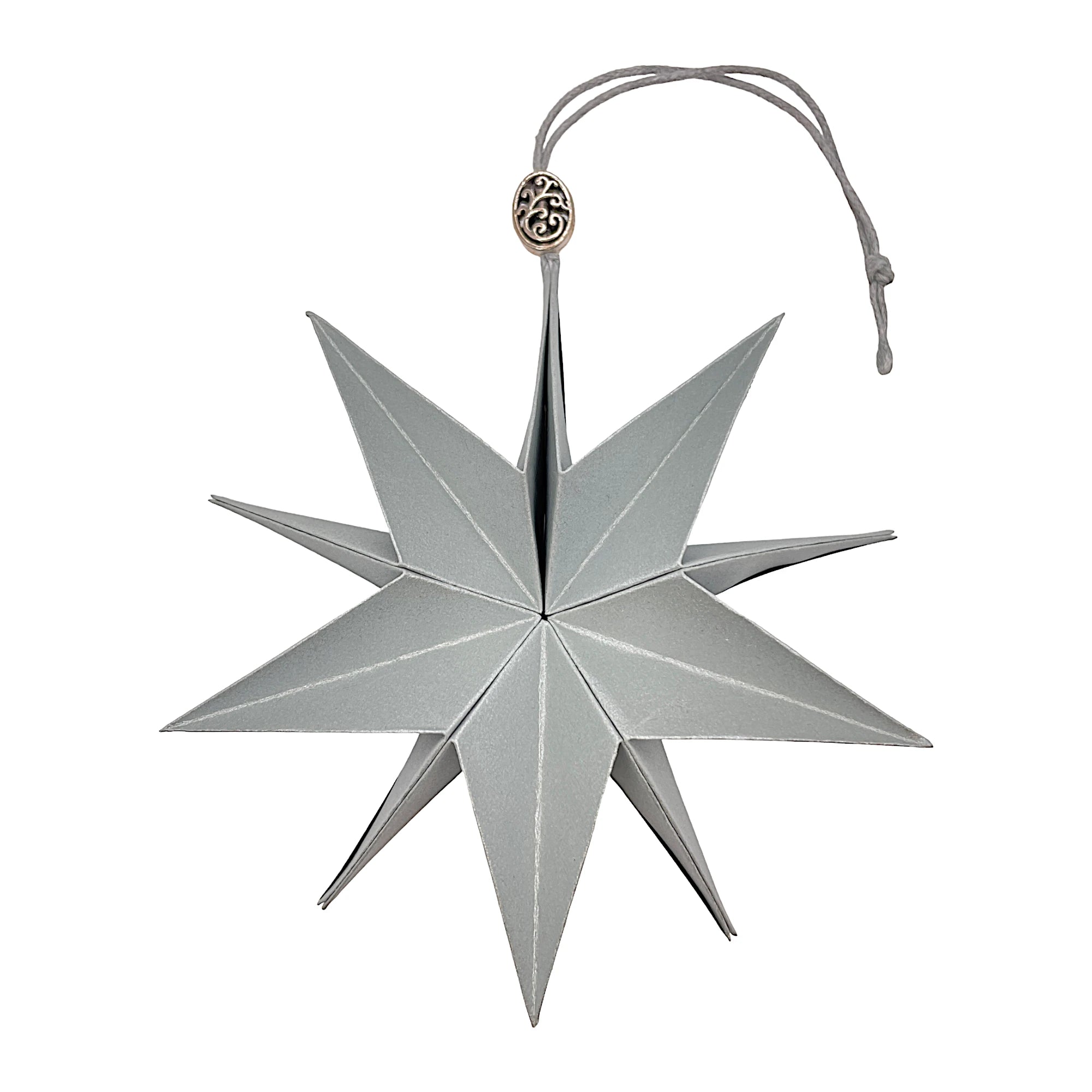 Silberner Papierstern aus edlem Perlglanzpapier – kunstvoll gefaltet und festlich schimmernd