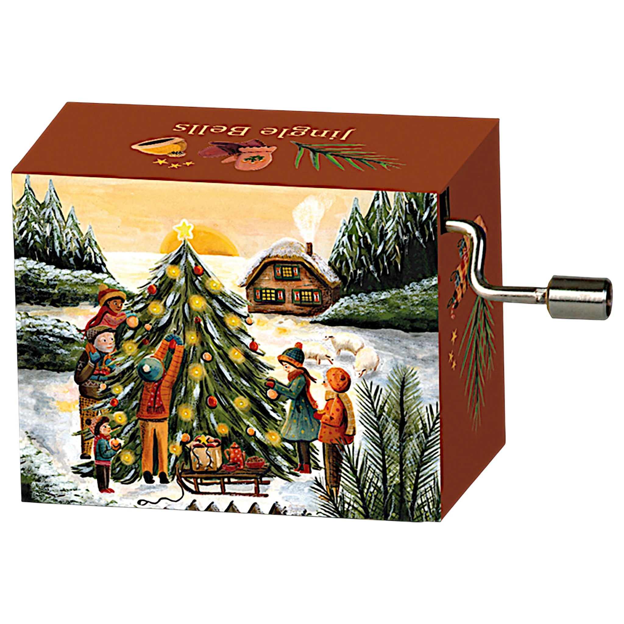 Weihnachtliche Spieluhr mit Jingle Bells und Weihnachtsbaum-Motiv