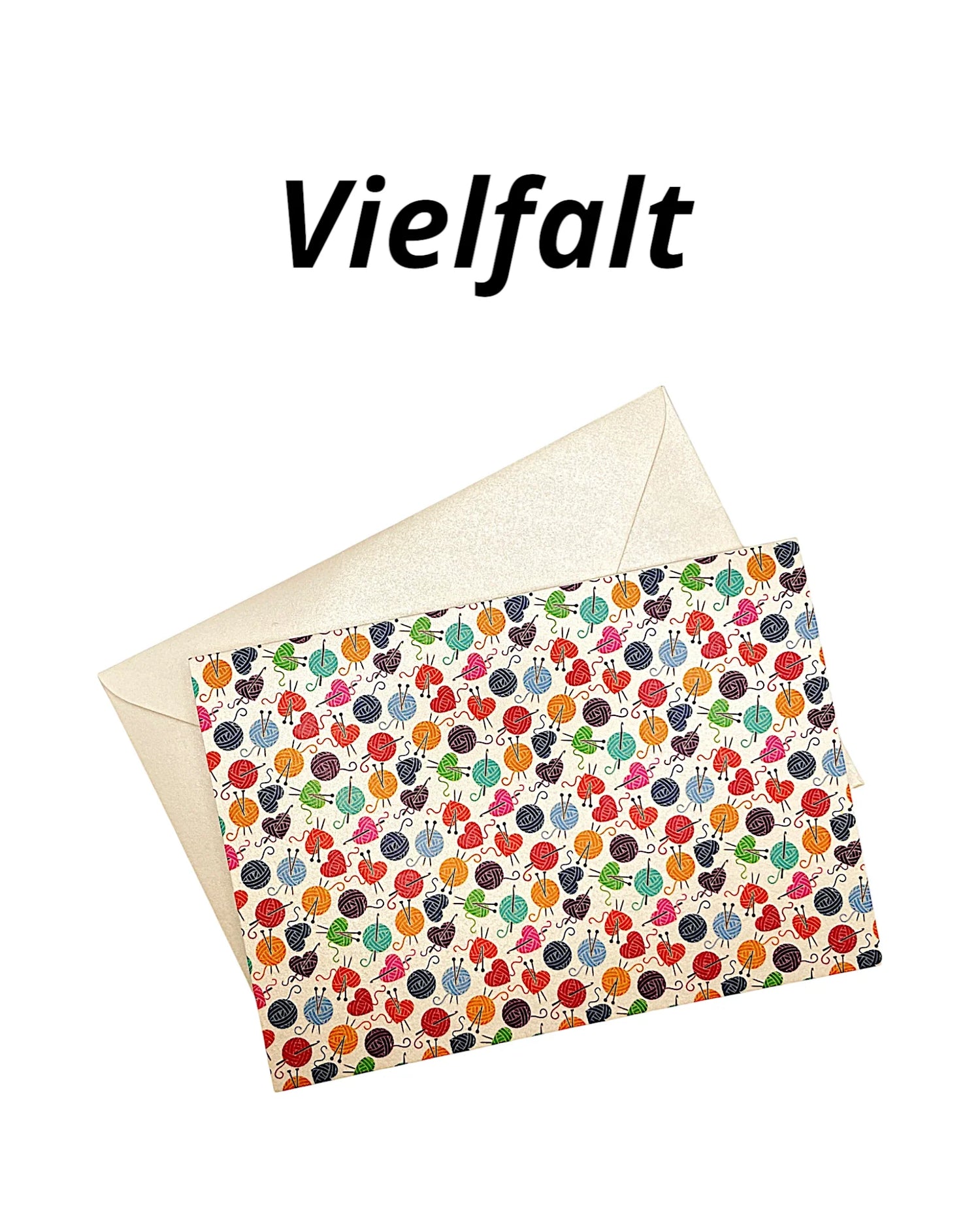 Karte mit Wolle und Umschlag