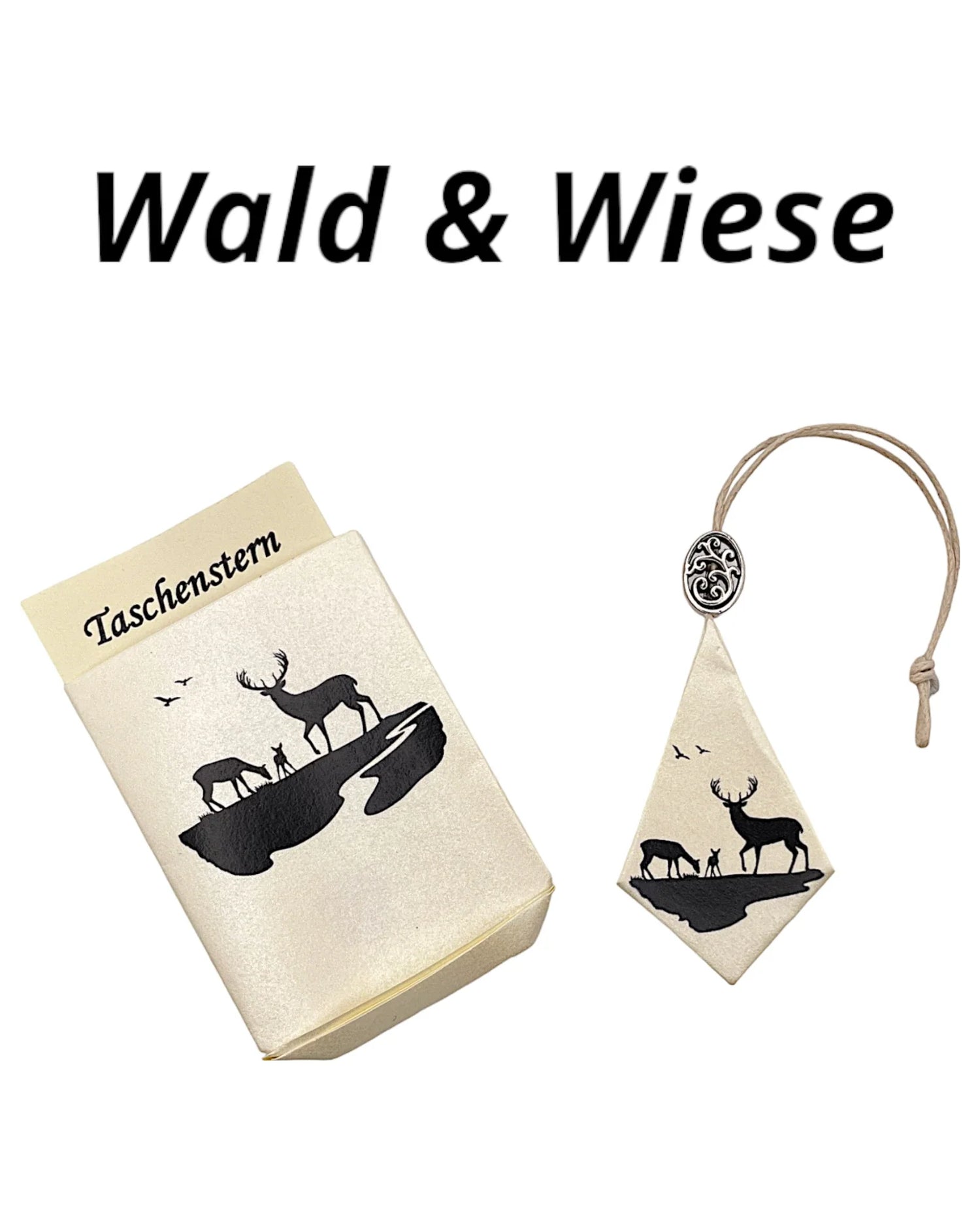 Taschenstern mit Etui, Motiv Hirschfamilie