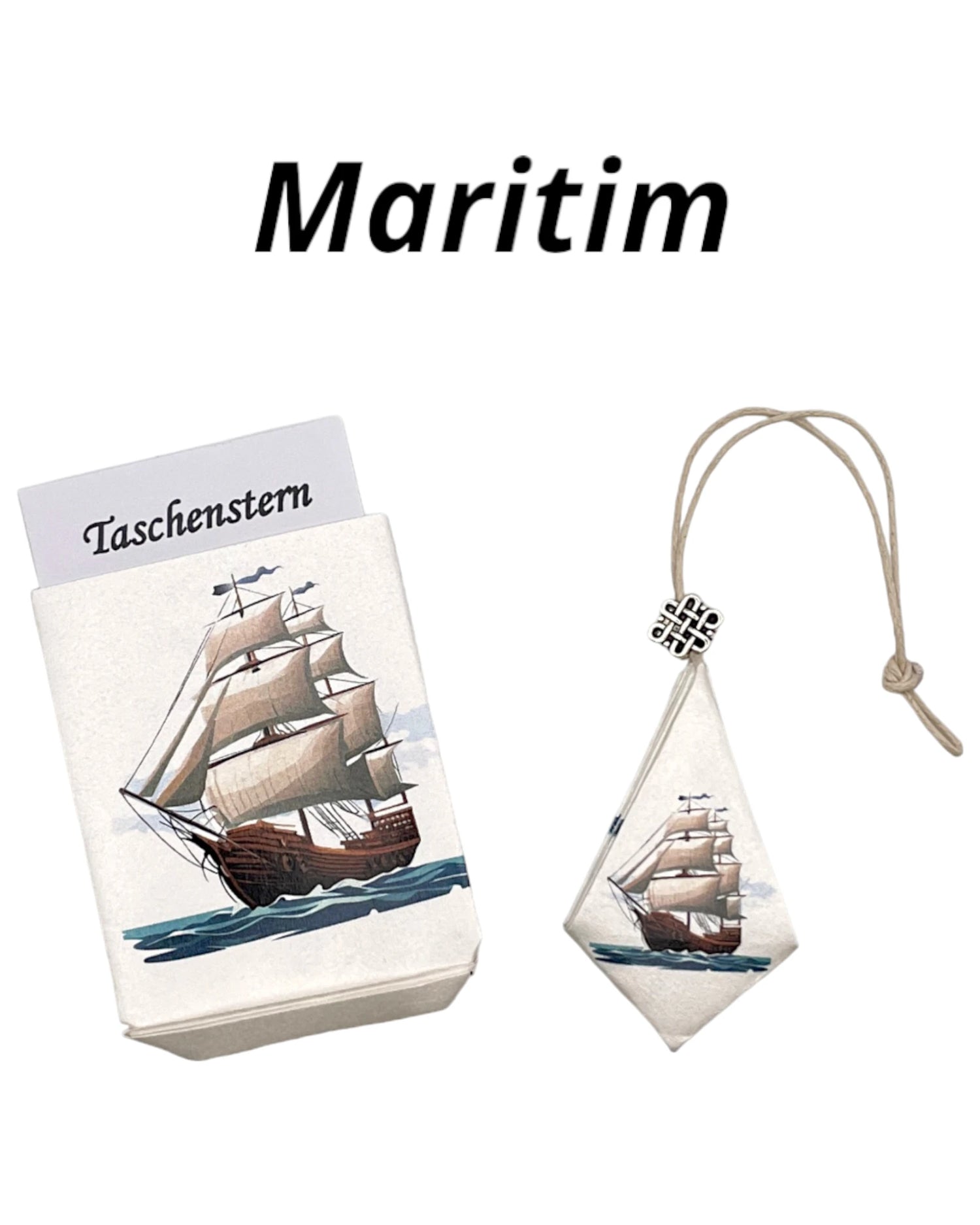 Taschenstern-Papierstern mit einem Segler als Motiv