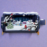 3D Pop-up Winterkarte mit verschneitem Dorf und Winterlandschaft