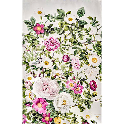 Geschirrtuch aus Bio-Baumwolle mit detailreichem Rosenmotiv für Küche und Haushalt.