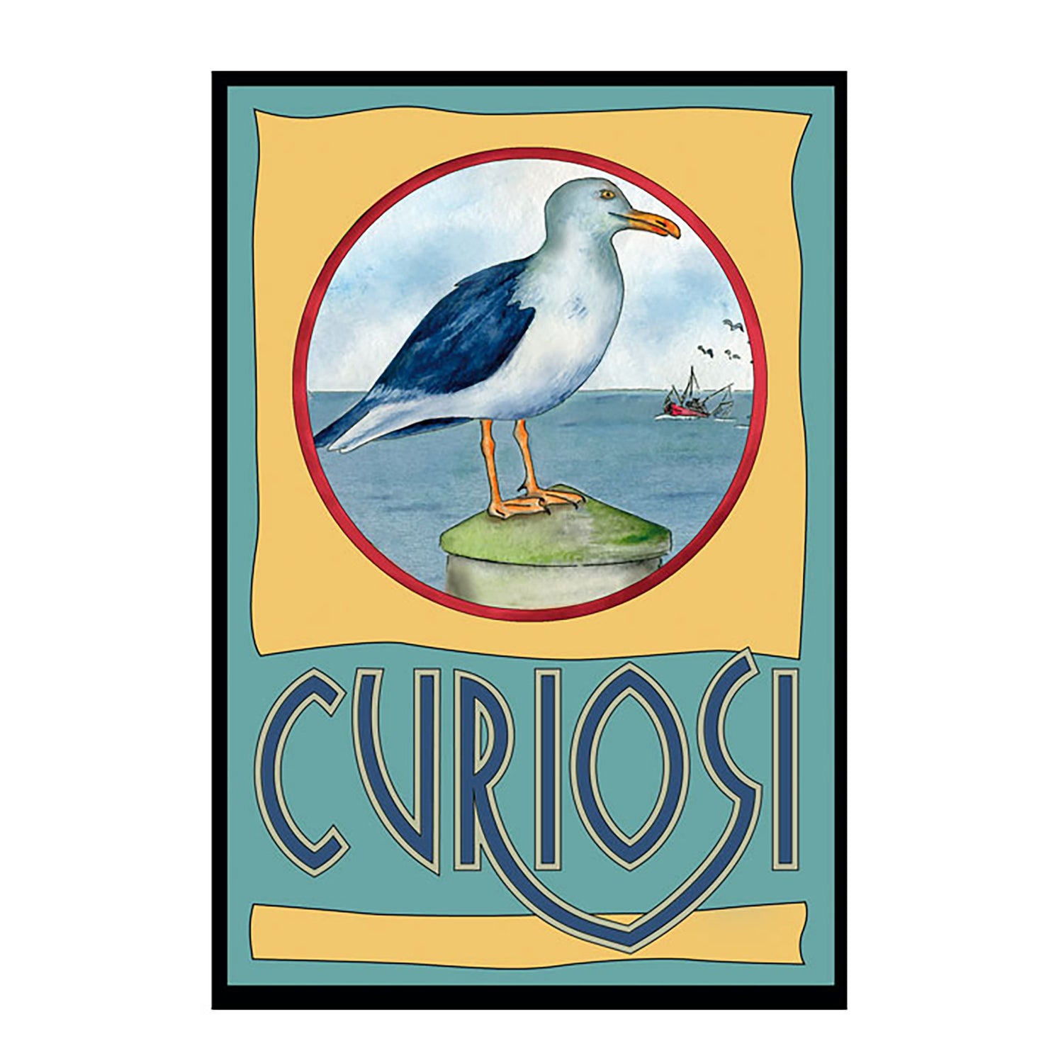 Detailansicht des Curiosi Puzzles Möwe mit kunstvollem Motiv und besonderen Puzzleteilen.