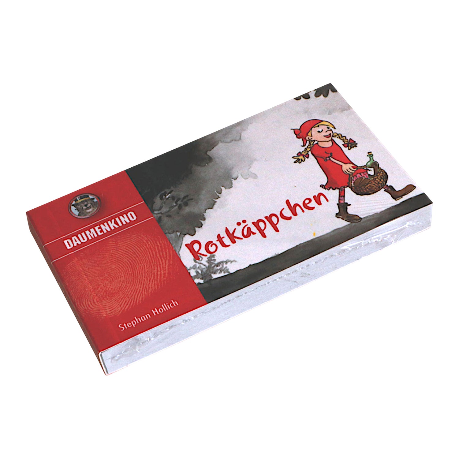 Titelbild des Daumenkinos „Rotkäppchen“ von Curiosi mit Märchenmotiv.