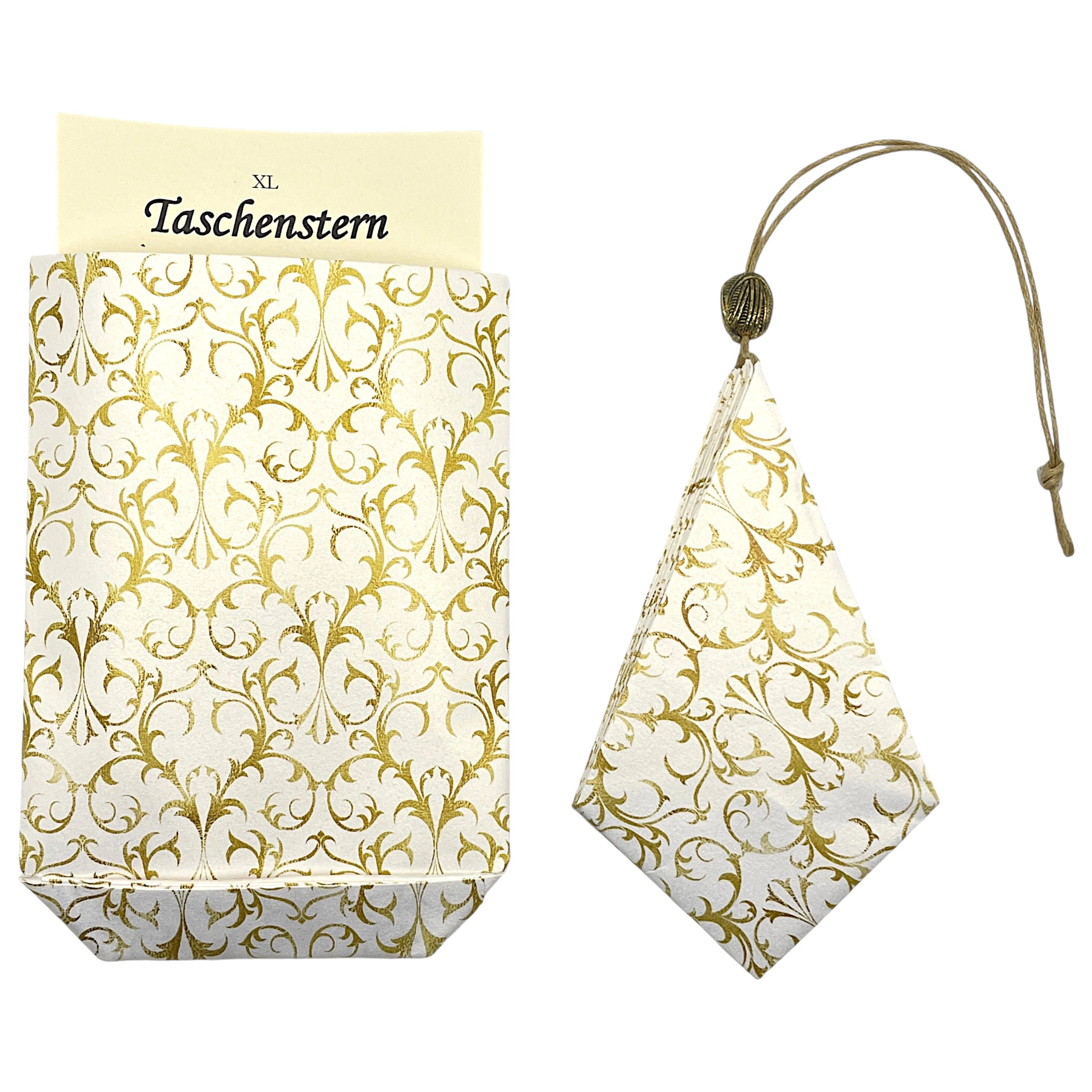 Stern zum falten in weiß mit gold aus Papier als Papierstern