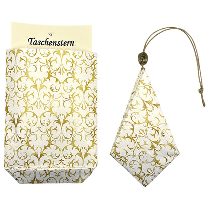 Stern zum falten in weiß mit gold aus Papier als Papierstern