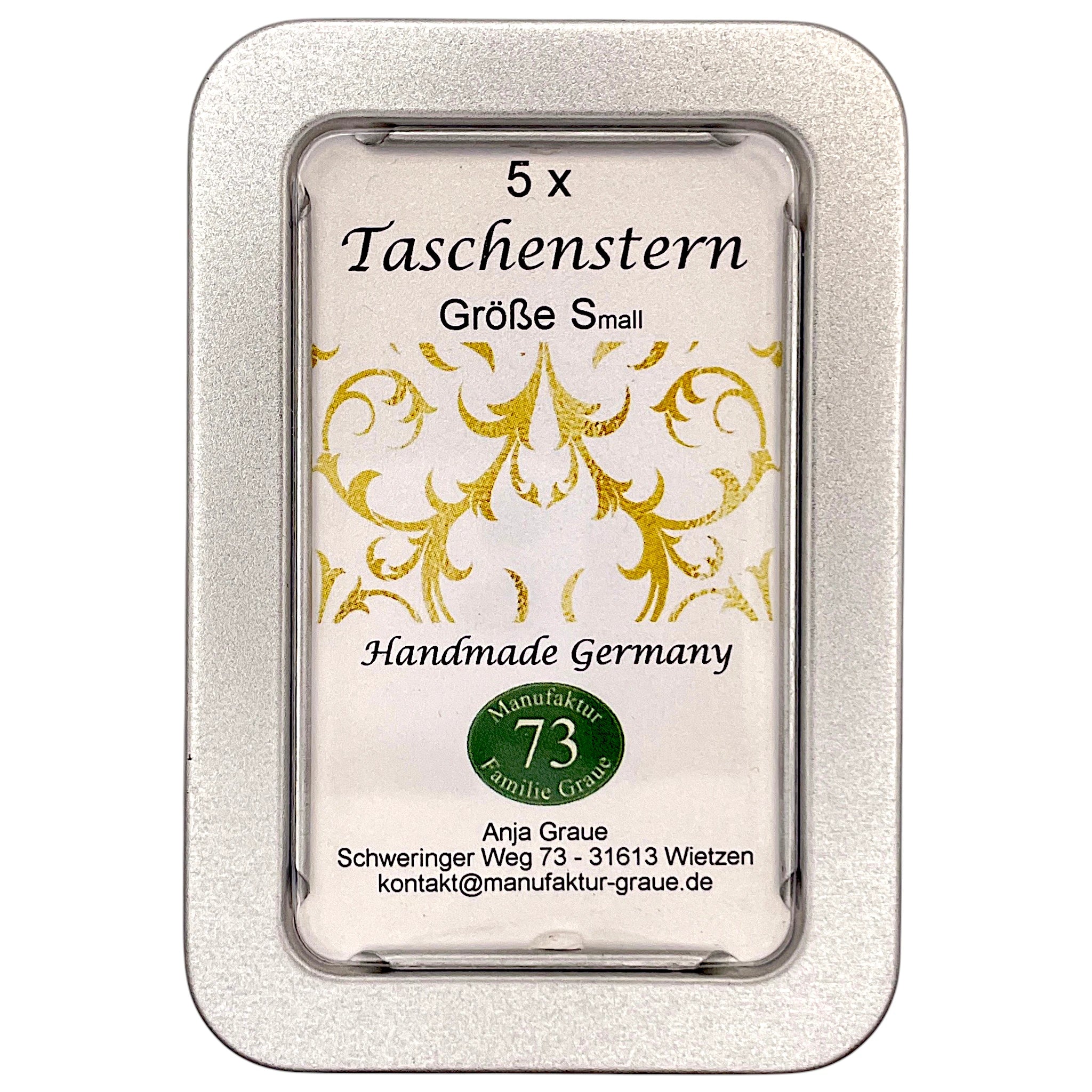 Handgefalteter Faltstern Taschenstern Arabeske Mini in Gold-Weiß-Gold als besondere Geschenkidee für Weihnachten