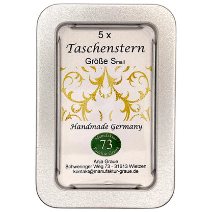 Handgefalteter Faltstern Taschenstern Arabeske Mini in Gold-Weiß-Gold als besondere Geschenkidee für Weihnachten