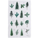 Hochwertiges Küchenhandtuch aus Bio-Baumwolle mit dekorativem Nadelbaum-Motiv im skandinavischen Design.