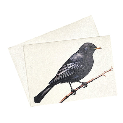 Klappkarte mit einer Amsel auf Ast