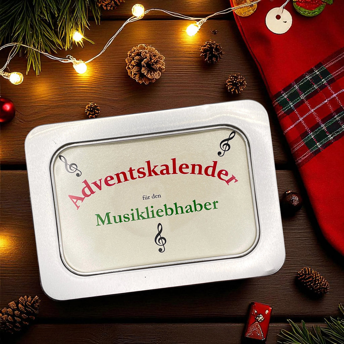 Adventskalender zur Musik mit Noten und Notenschlüssel