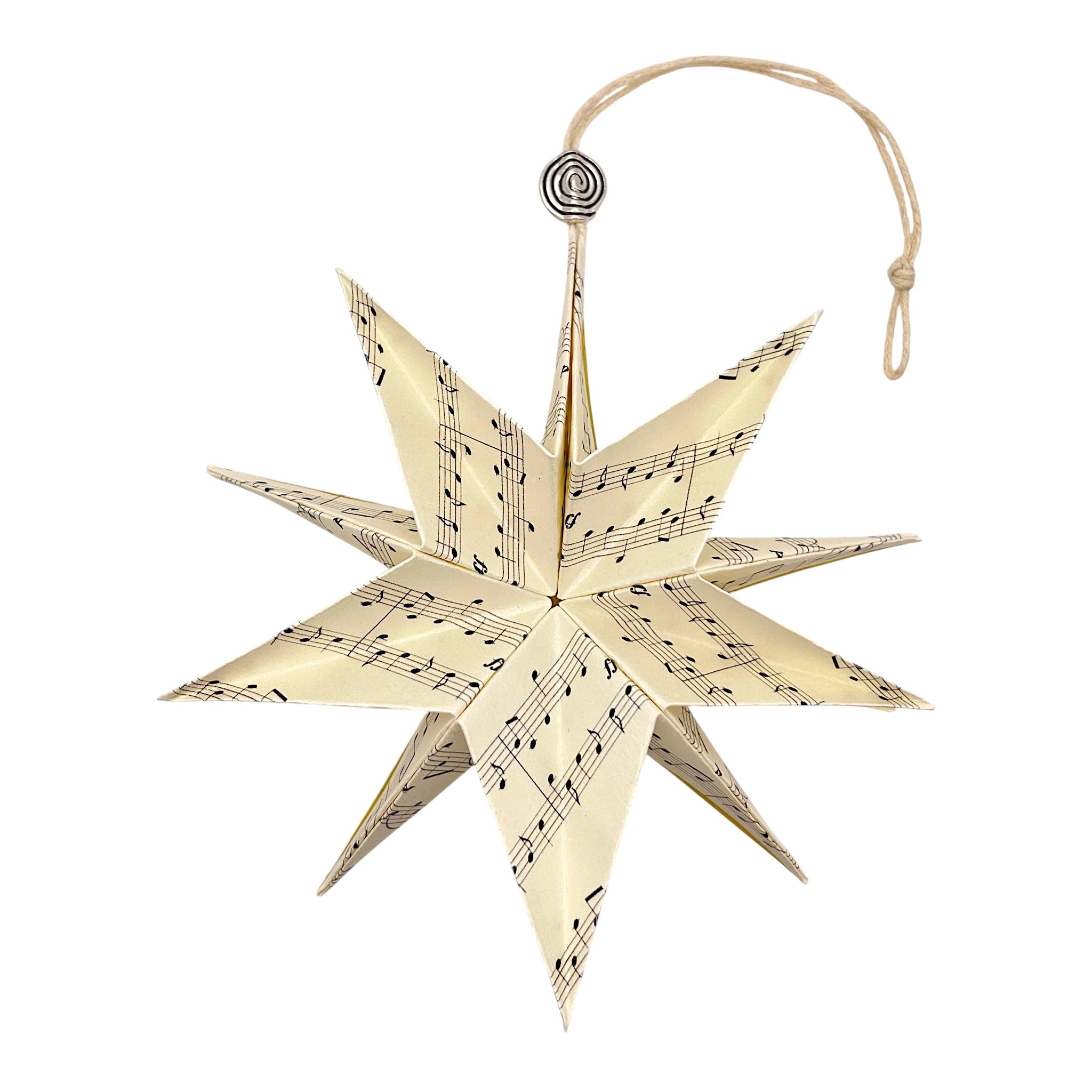 Weihnachtsstern mit Noten als Papierstern und Taschenstern