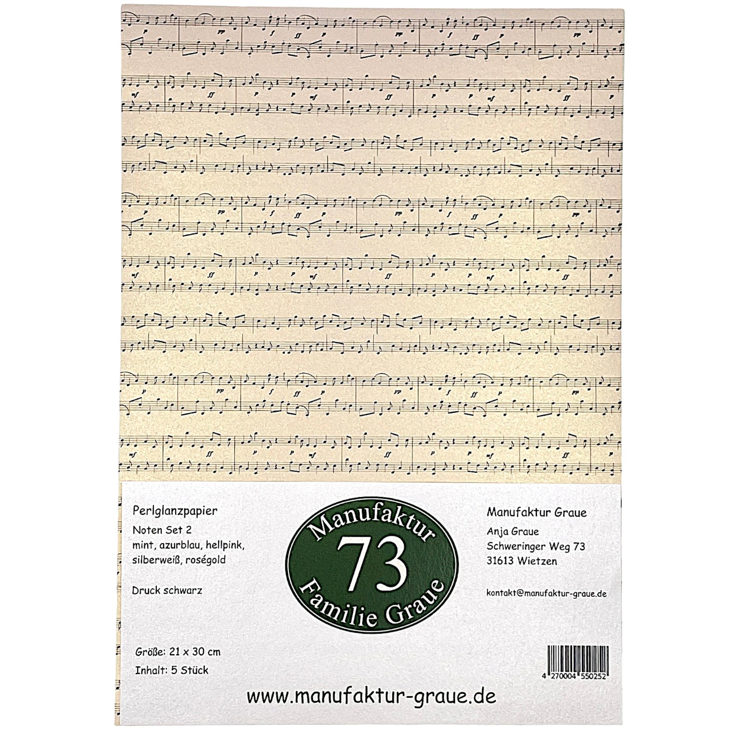 Set aus Farbmischung mit Bastelpapier Noten