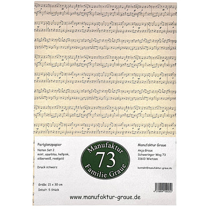 Set aus Farbmischung mit Bastelpapier Noten