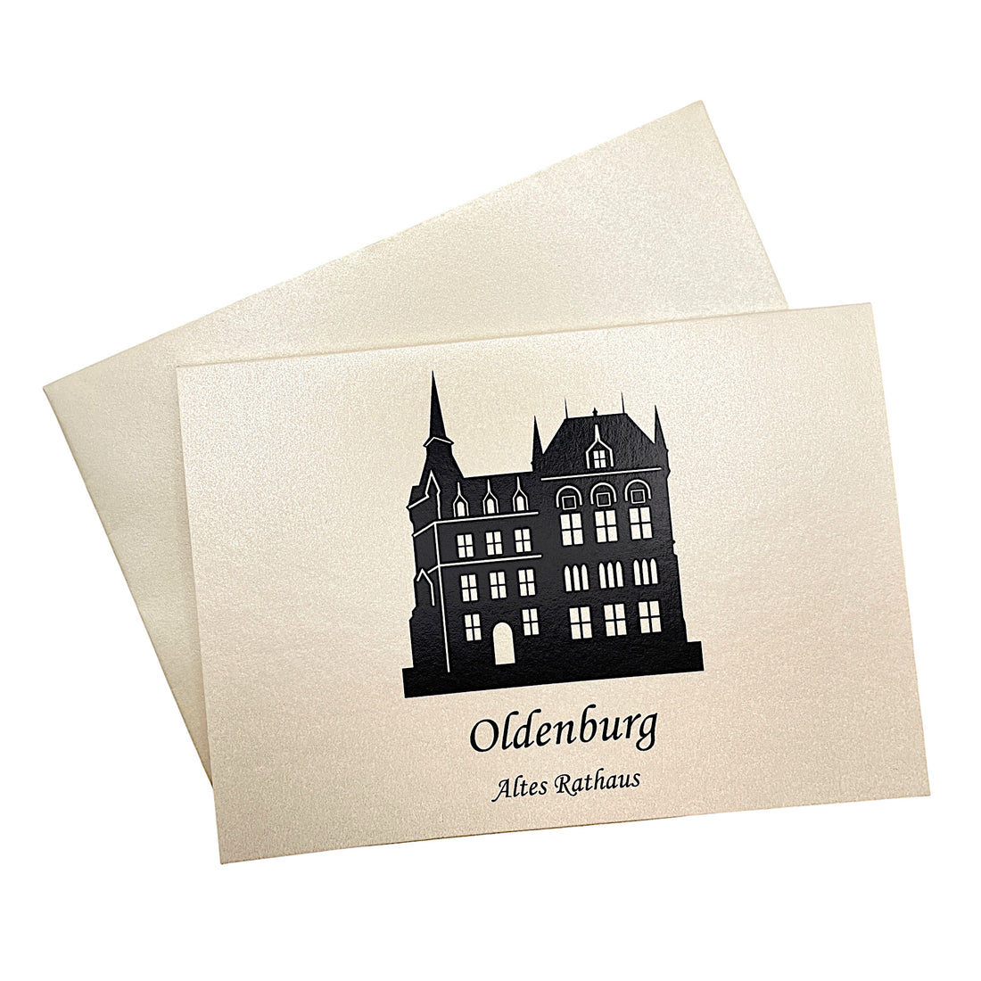Perlglanzpapier Karte mit dem Druck Oldenburg Altes Rathaus