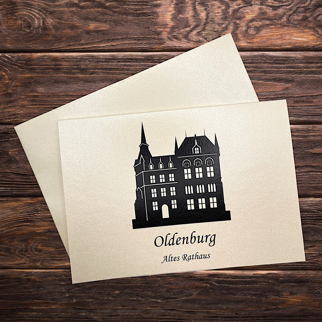 Altes Rathaus von Oldenburg auf einer Klappkarte