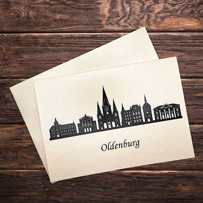 Karte mit Umschlag aus Perlglanzpapier mit Motiv aus Oldenburg