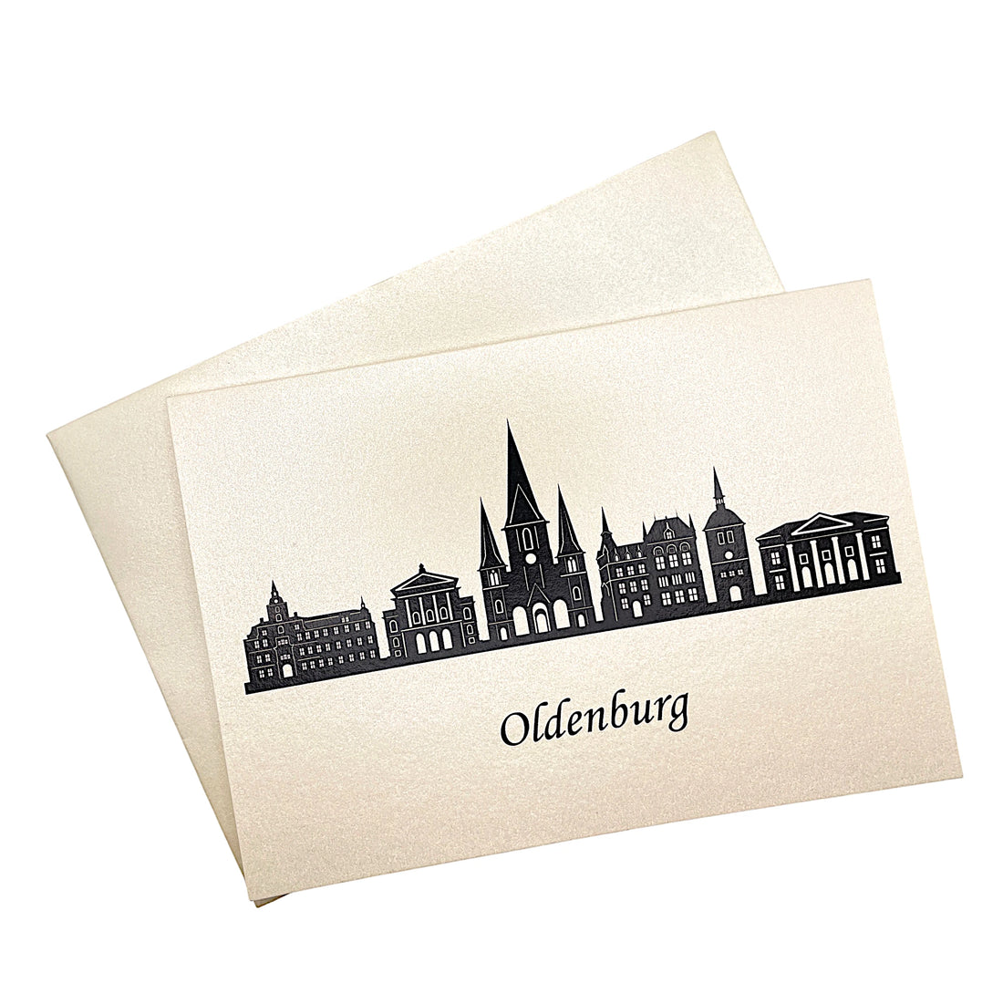 Karte mit der Skyline von Oldenburg in schwarz