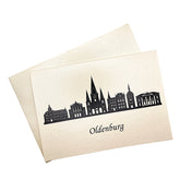 Karte mit der Skyline von Oldenburg in schwarz