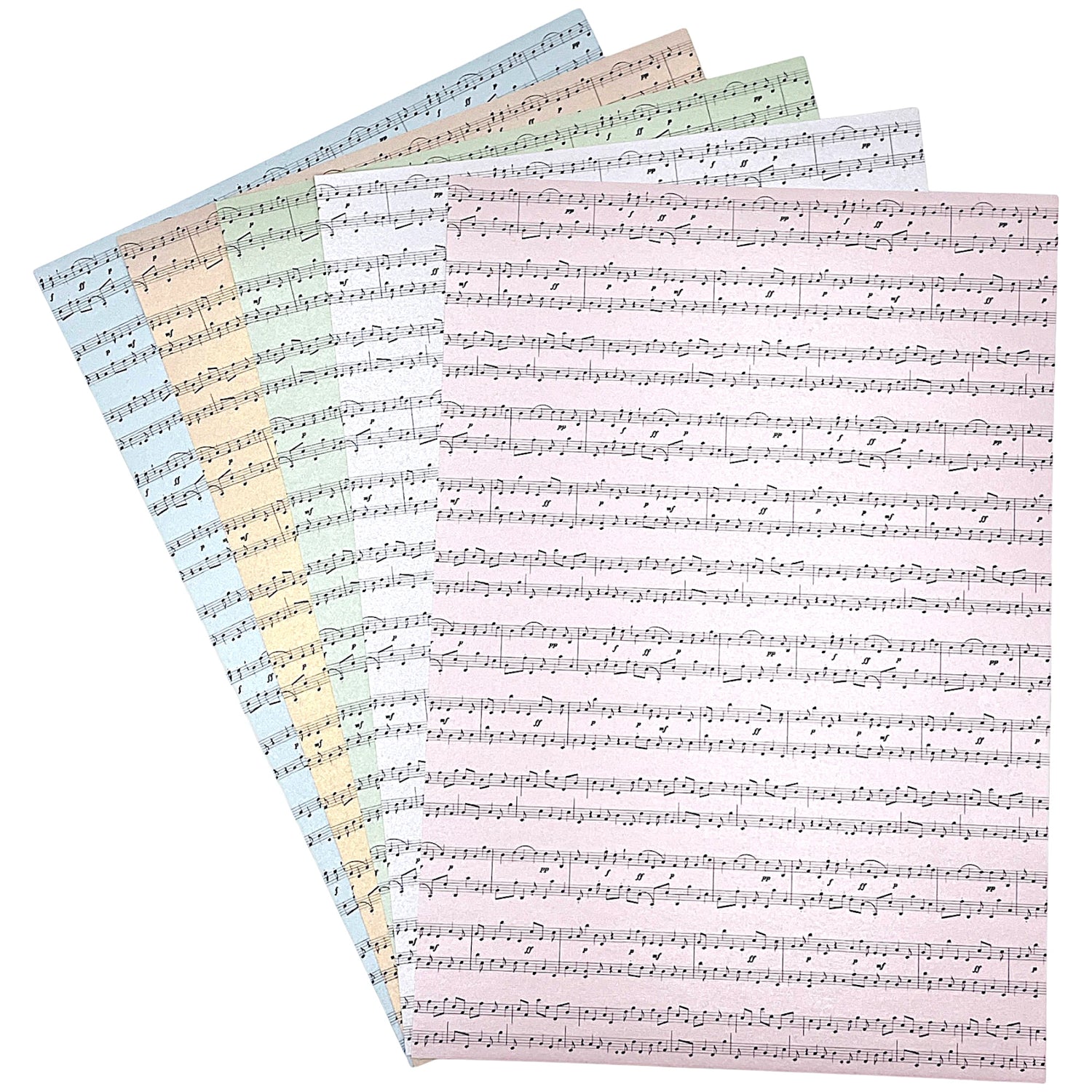 Papier in unterschiedlichen Farben mit Druck Noten für Scrapbooking
