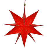 Roter Papierstern Arabeske XL als handgefalteter Weihnachtsstern für Fenster und Weihnachtsdekoration.