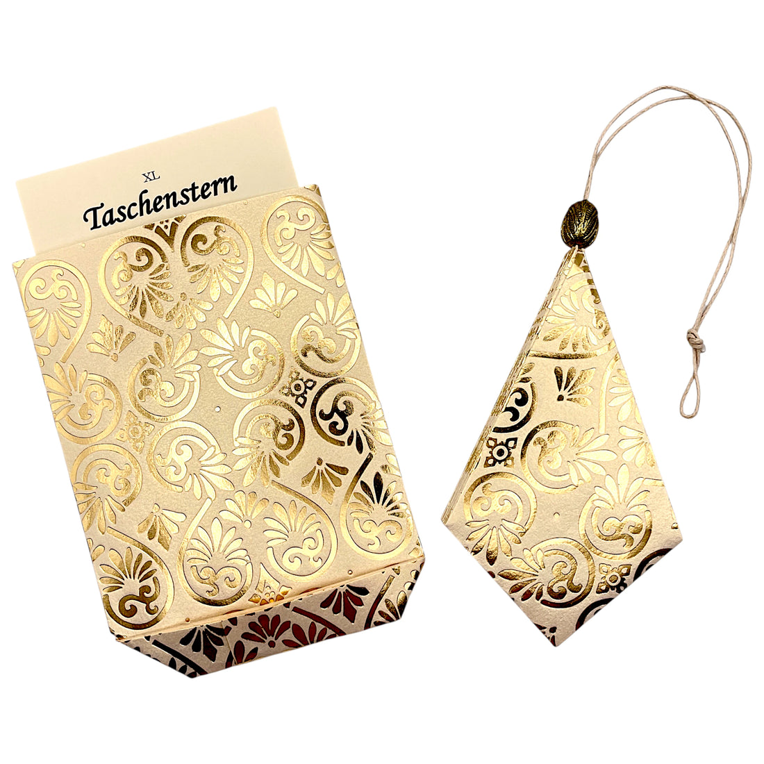 In Handarbeit hergestellter Faltstern in Gold Papier